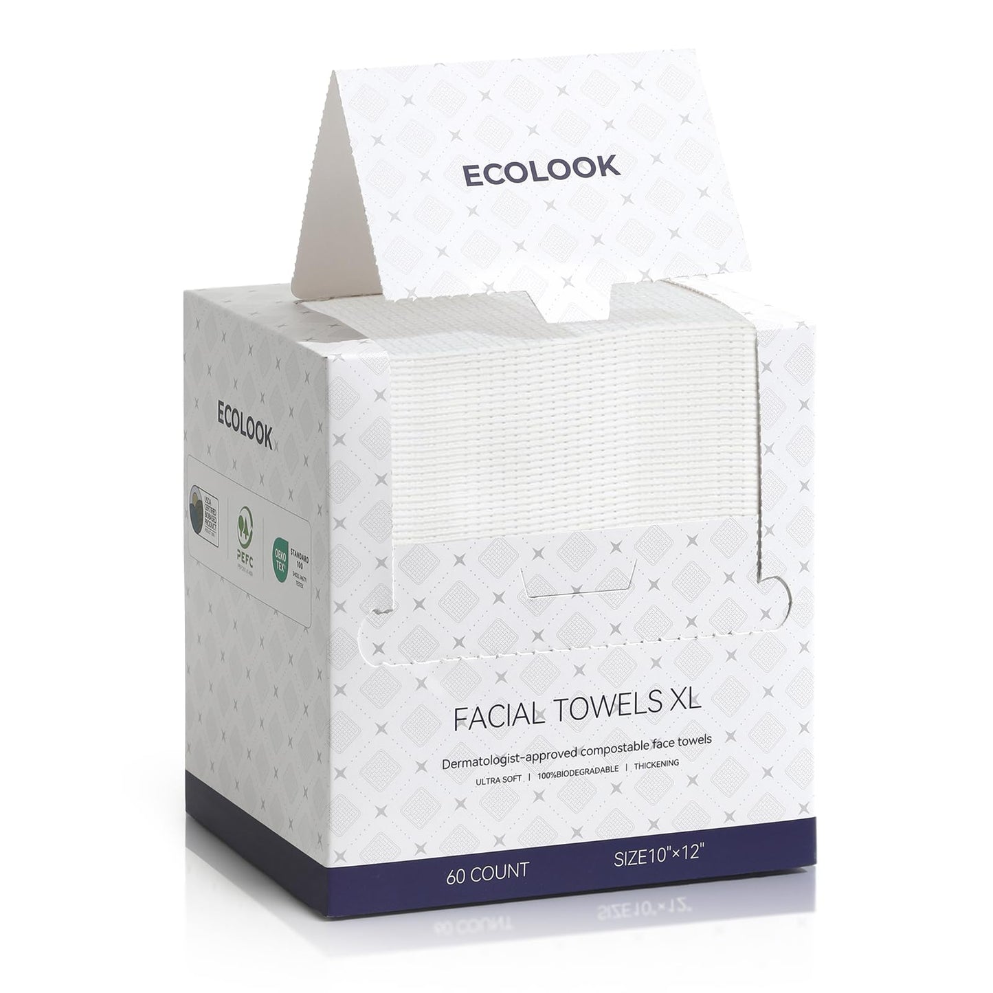 ECOLOOK Disposable Face Towel XL-10"x12" Upgraded Thick Facial Towels, Ultra Soft Clean Face Towels Disposable, 60 Count & 90 GSM, Ideal for Sensitive Skin-2 PACK
