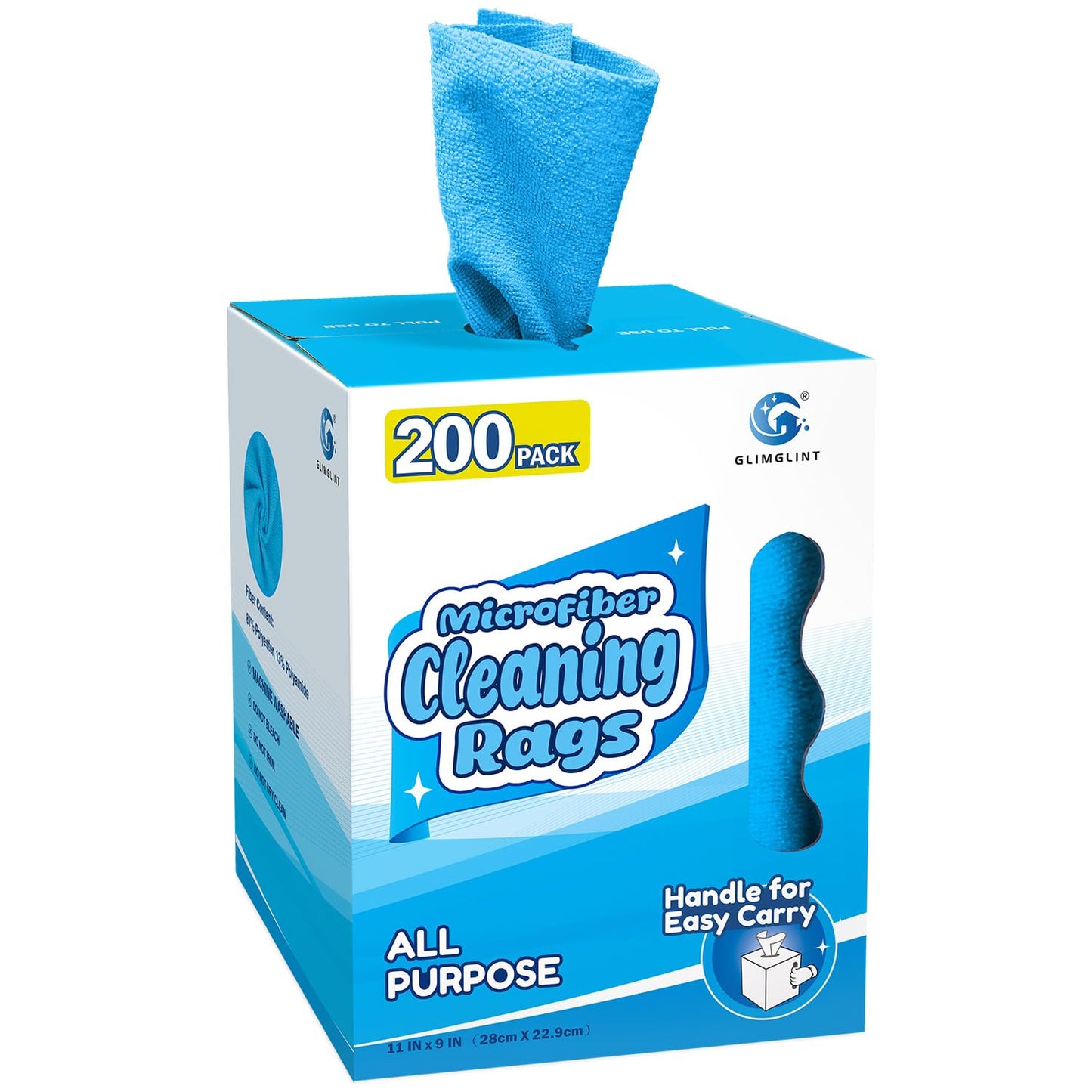 GLIMGLINT Microfiber Cleaning Cloth 100 Pack, Reusable Paper Towels 11 x 9 | Lint Free & Ultra Absorbent Cleaning Rags for Car, Home, Kitchen, Glass & Screen, Washable Shop Towel Rag with Box Grey
