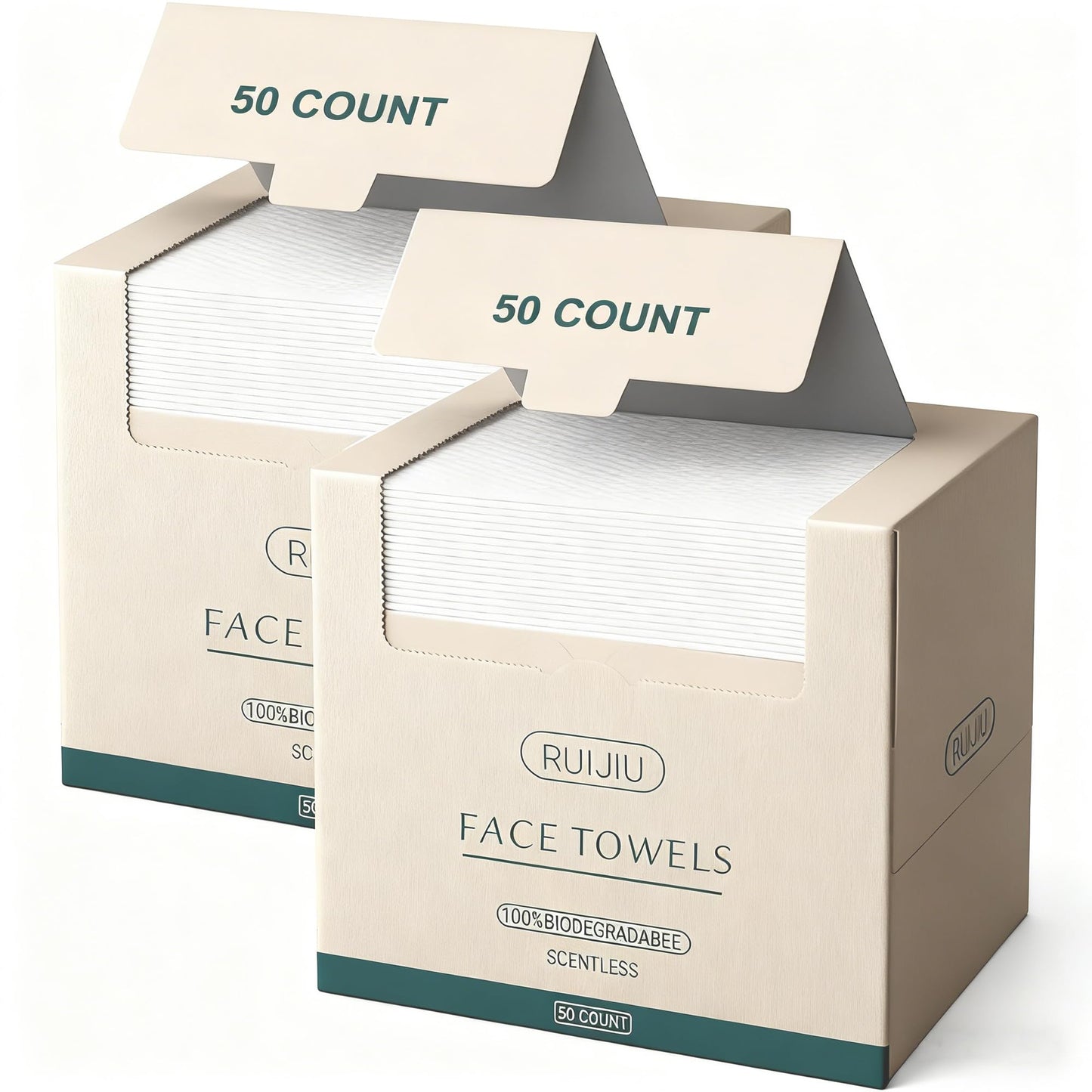 Disposable Face Towels, Large 10"× 12" Clean Face Towels 100 Count | Facial Towels, Soft & Thick Facial Tissue Wipes, for Daily Cleansing, Makeup Removal, for Sensitive Skin Care