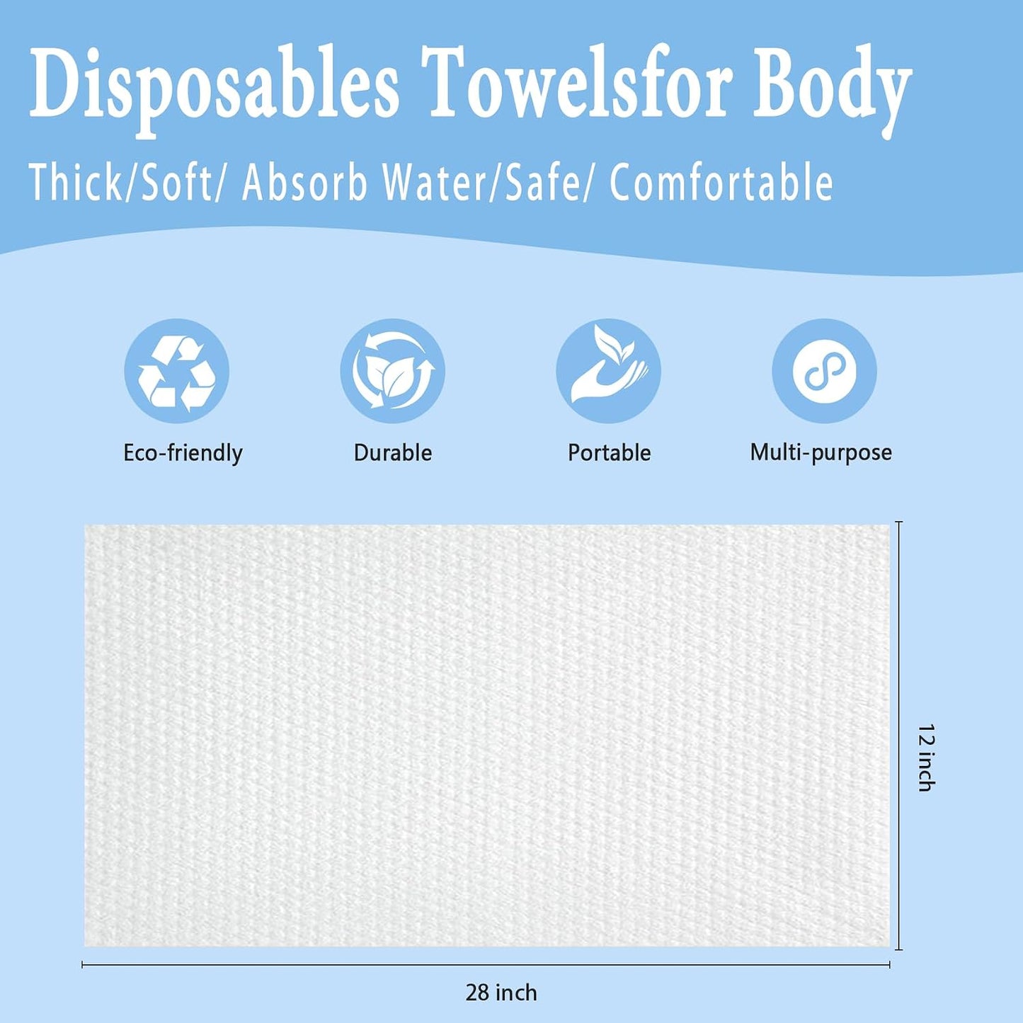 100PCS Disposable Towel, 28" ×12" Disposable Hair Towel for Spa Travel | Soft Absorbent Hair Drying Towels, Durable Lint-Free Travel Towels for Beauty Salon, Barber Shop, Gym, Bulk Clients Towels