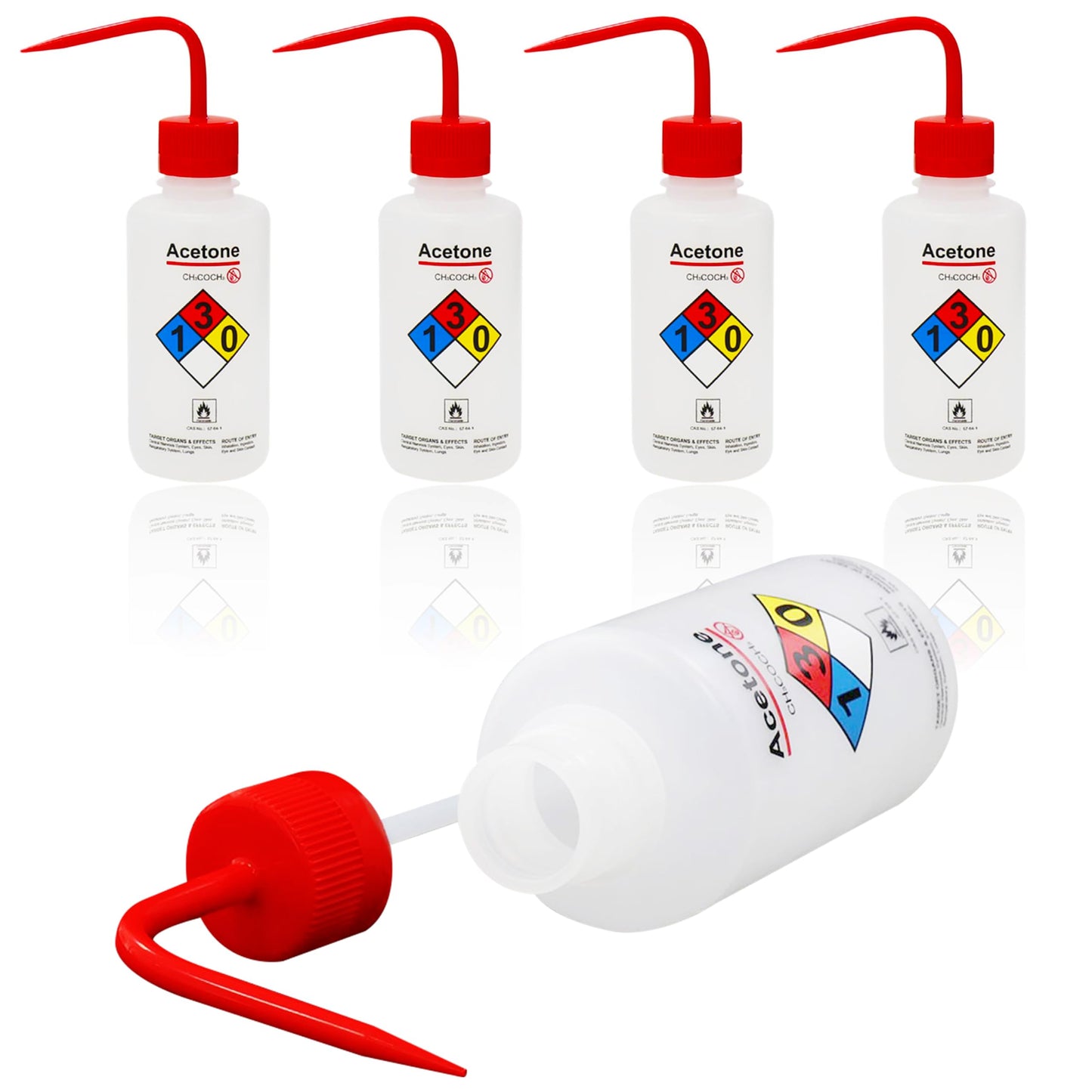 Utile Isopropanol Self-Venting Safety Wash Bottles, 4pcs of Vol.500ml, Narrow Mouth Squeeze Bottle, LDPE Material with PP Material Closure, 5511.0471.4