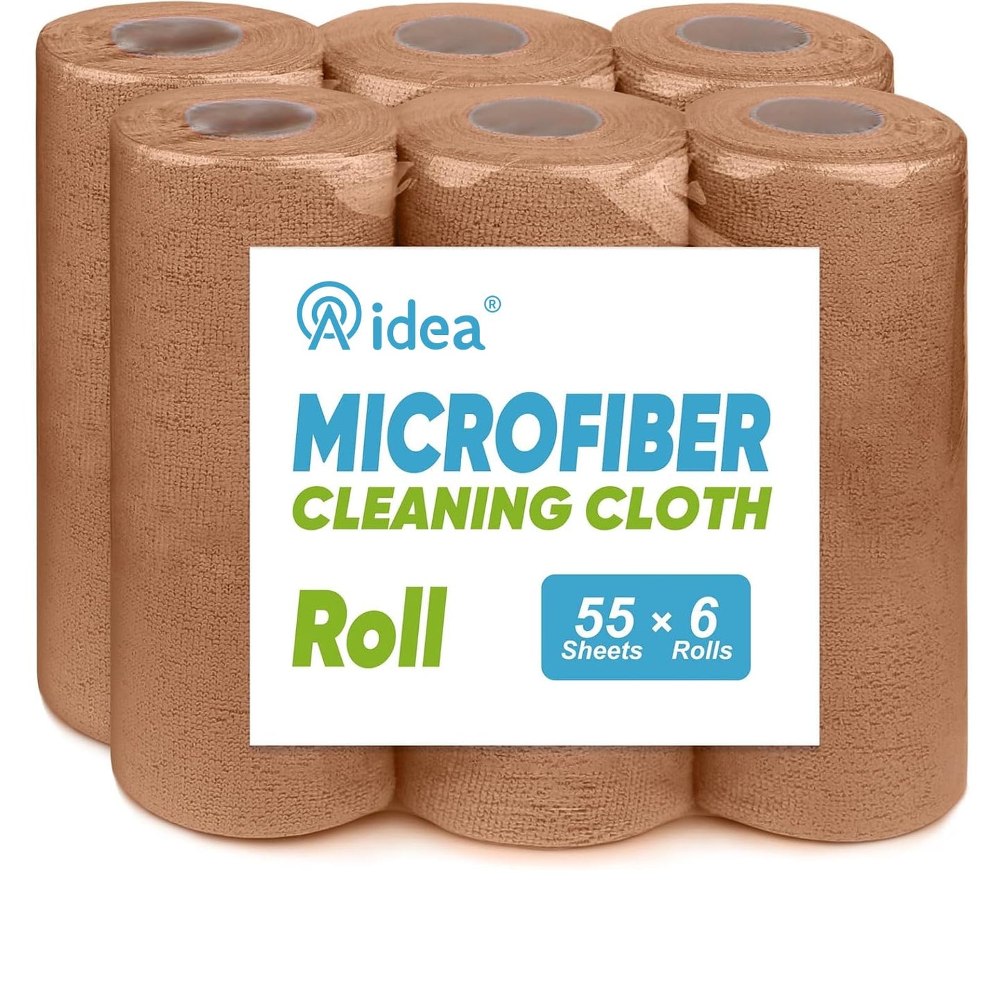 AIDEA Microfiber Cleaning Cloth Roll, Blue Shop Towels 55 Sheets 11×9" | Reusable Paper Towels, Microfiber Towels for Cars, Microfiber Rags for Automotive,Workshop, House, Kitchen, Cleaning Supplies