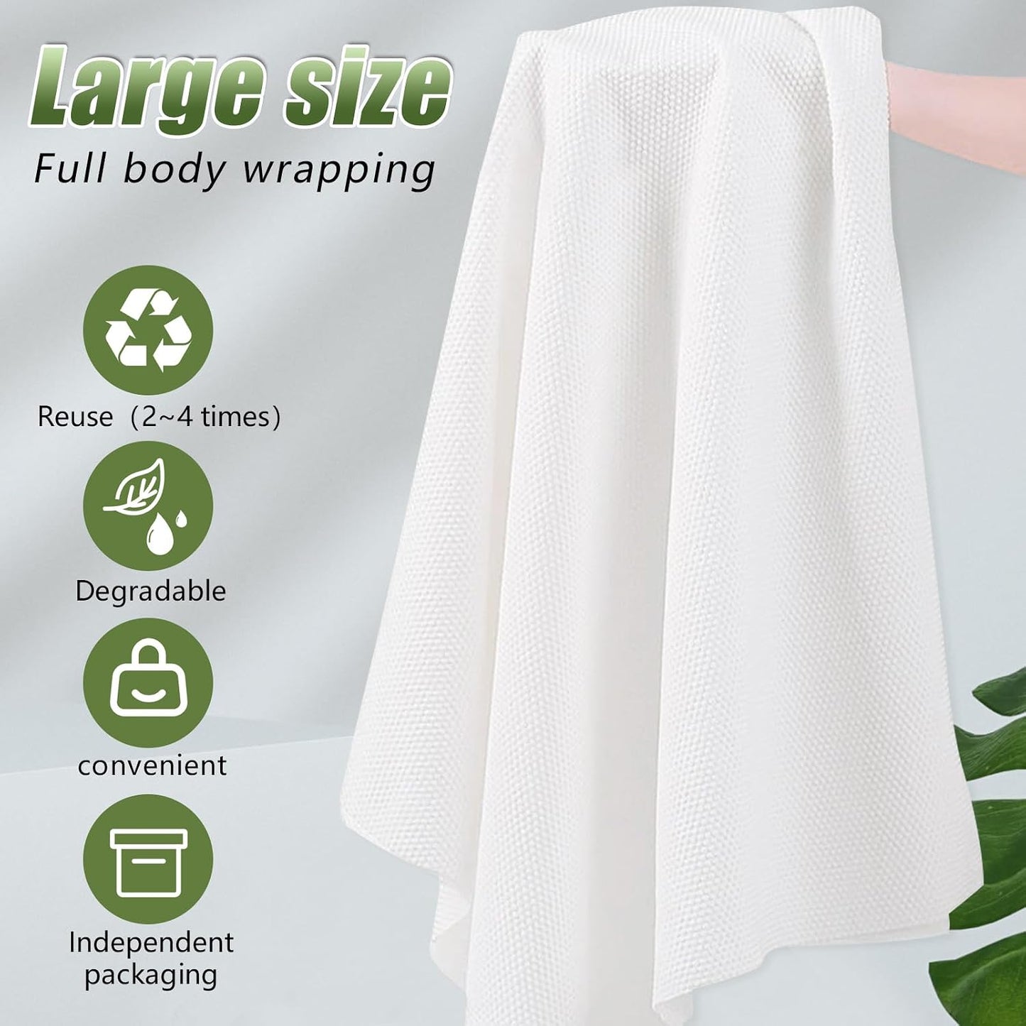25pack 55" x 27.5" Ultra-Soft and Quick Dry Disposable Bath Towels | Portable Salon Towels for Travel Sauna Spa Beach Gym