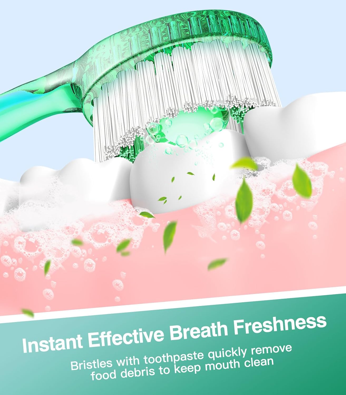 12 Pack 5 in 1 Mini Disposable Toothbrush Kit, Green Tea Flavor | Individually Wrapped, Built-in Toothpaste, Floss, Tooth Pick, Tongue Scraper, Portable for Kids Adults