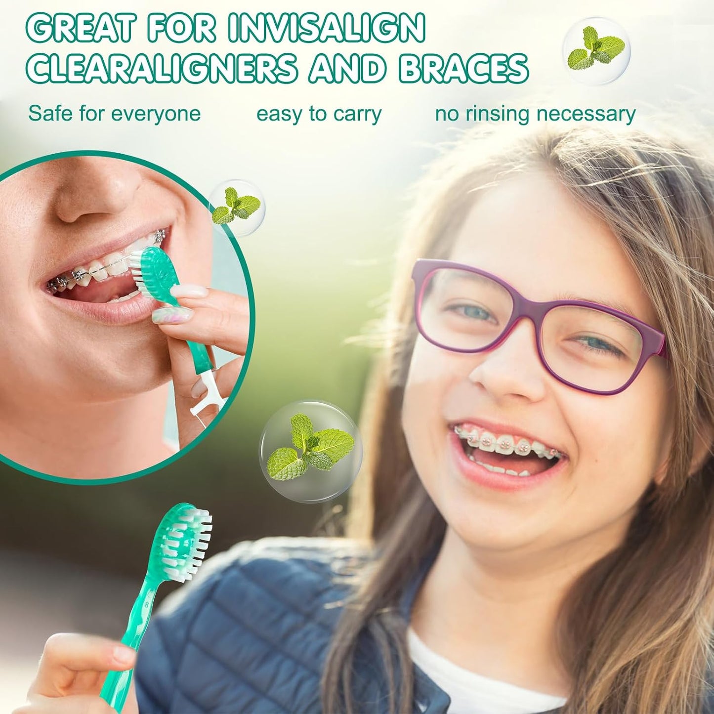 Mini Dispoasble Toothbrush with Toothpaste&Toothpick-24 Packs | Prepasted Travel Toothbrush - Fluoride Free, No Rinsing,5-in-1 with Floss Pick Tongue Cleaner for Braces Travel Camping