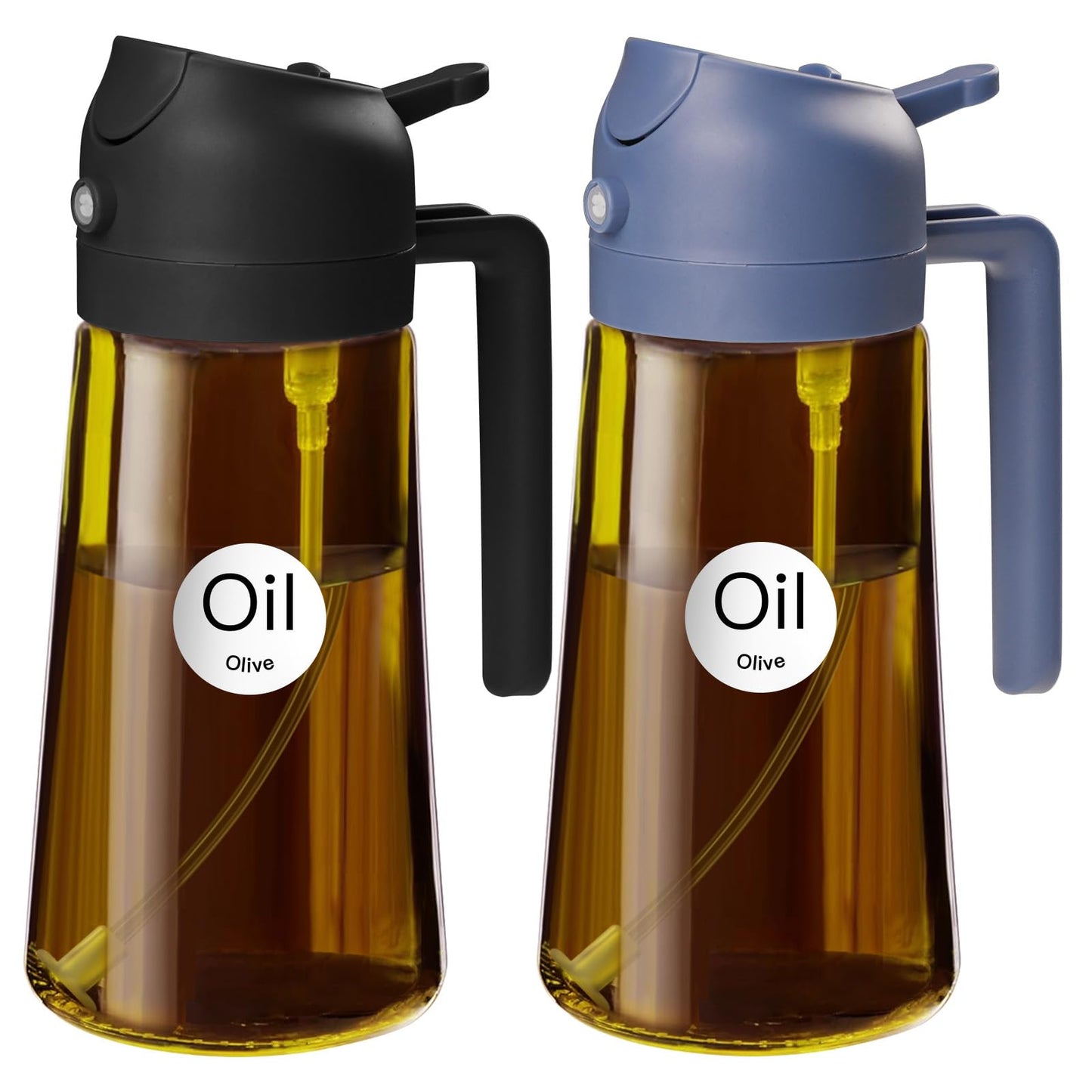 YARRAMATE 16oz/470ml Light Blocking Oil Sprayer for Cooking (Black) | Food-Grade 2 in 1 Olive Oil Dispenser Bottle for Kitchen, Premium Dark Amber Glass Oil Bottle for Air Fryer, BBQ