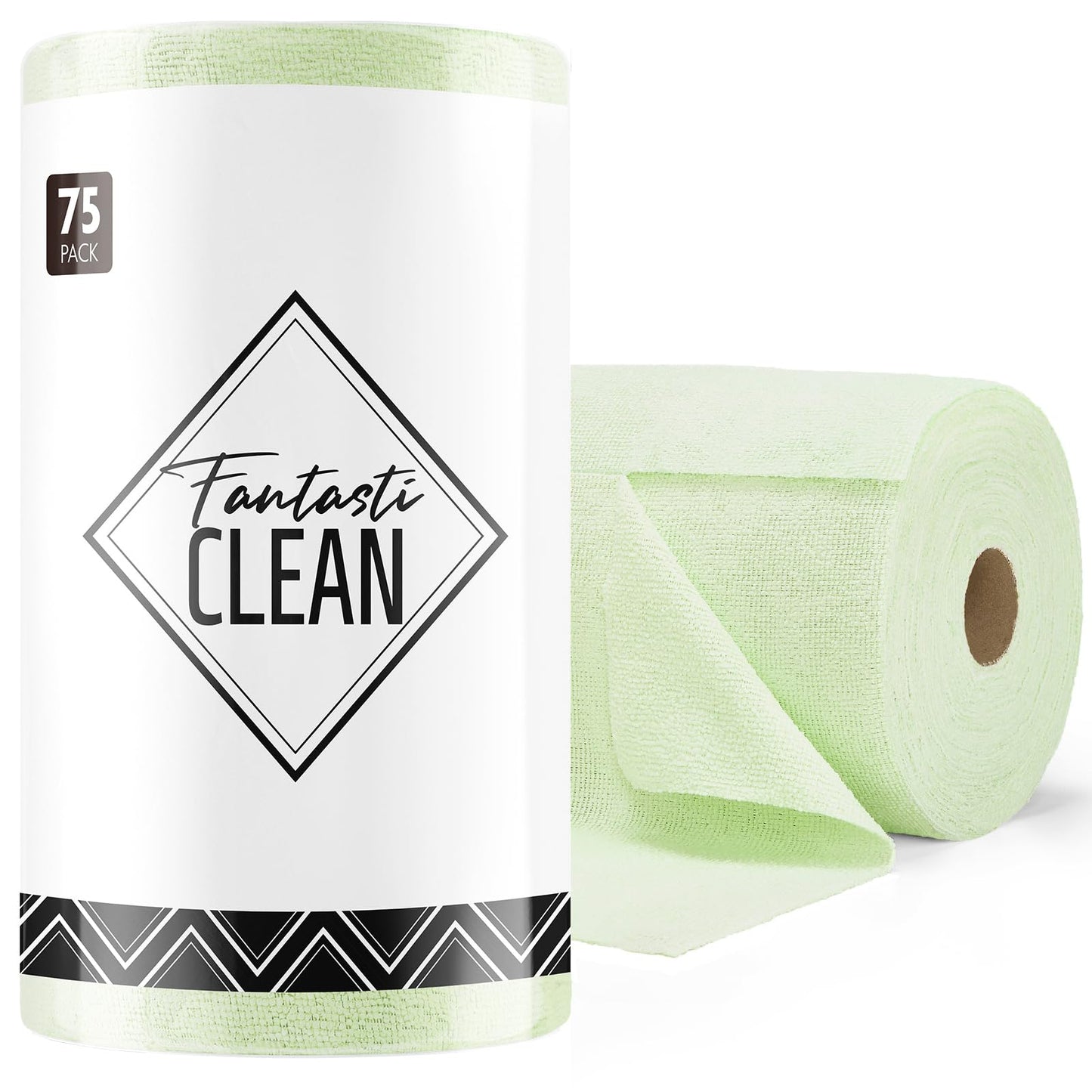 Fantasticlean Microfiber Cleaning Cloth Roll -75 Pack, 12" x 12" (Pink) | Super Absorbent, Lint-free, Tear-away Microfiber Towel Roll, for All-Purpose Cleaning, Reusable Alternative to Paper Towels