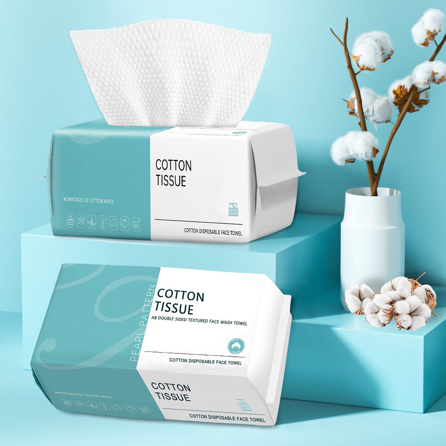 100 Count Disposable Face Towels, Thickened Disposable Washcloths, 1 Pack | Ultra Thick & Lint-Free Facial Tissue, Wet & Dry Use, Ideal for All Skin, Daily Skincare & Makeup Removal