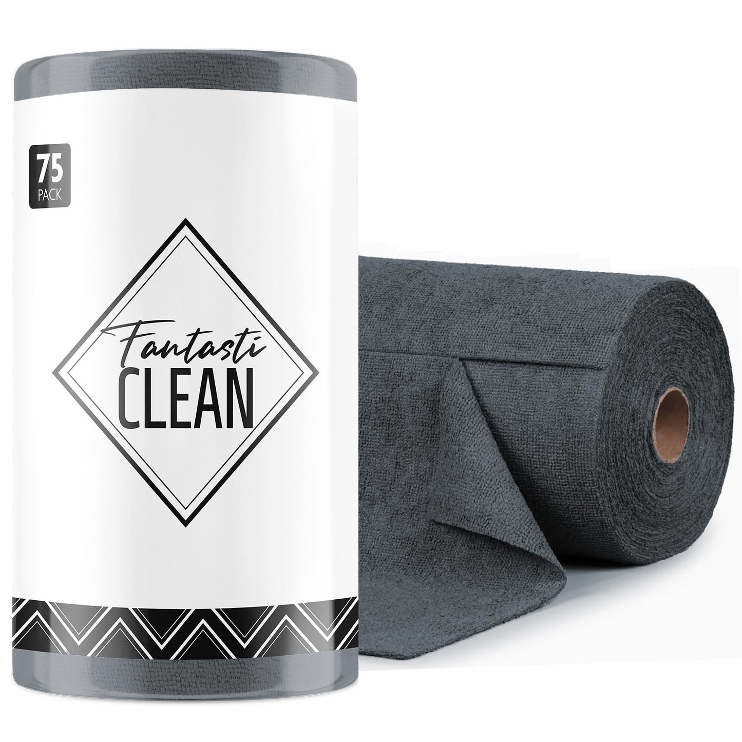 Fantasticlean Microfiber Cleaning Cloth Roll -75 Pack, 12" x 12" (Pink) | Super Absorbent, Lint-free, Tear-away Microfiber Towel Roll, for All-Purpose Cleaning, Reusable Alternative to Paper Towels