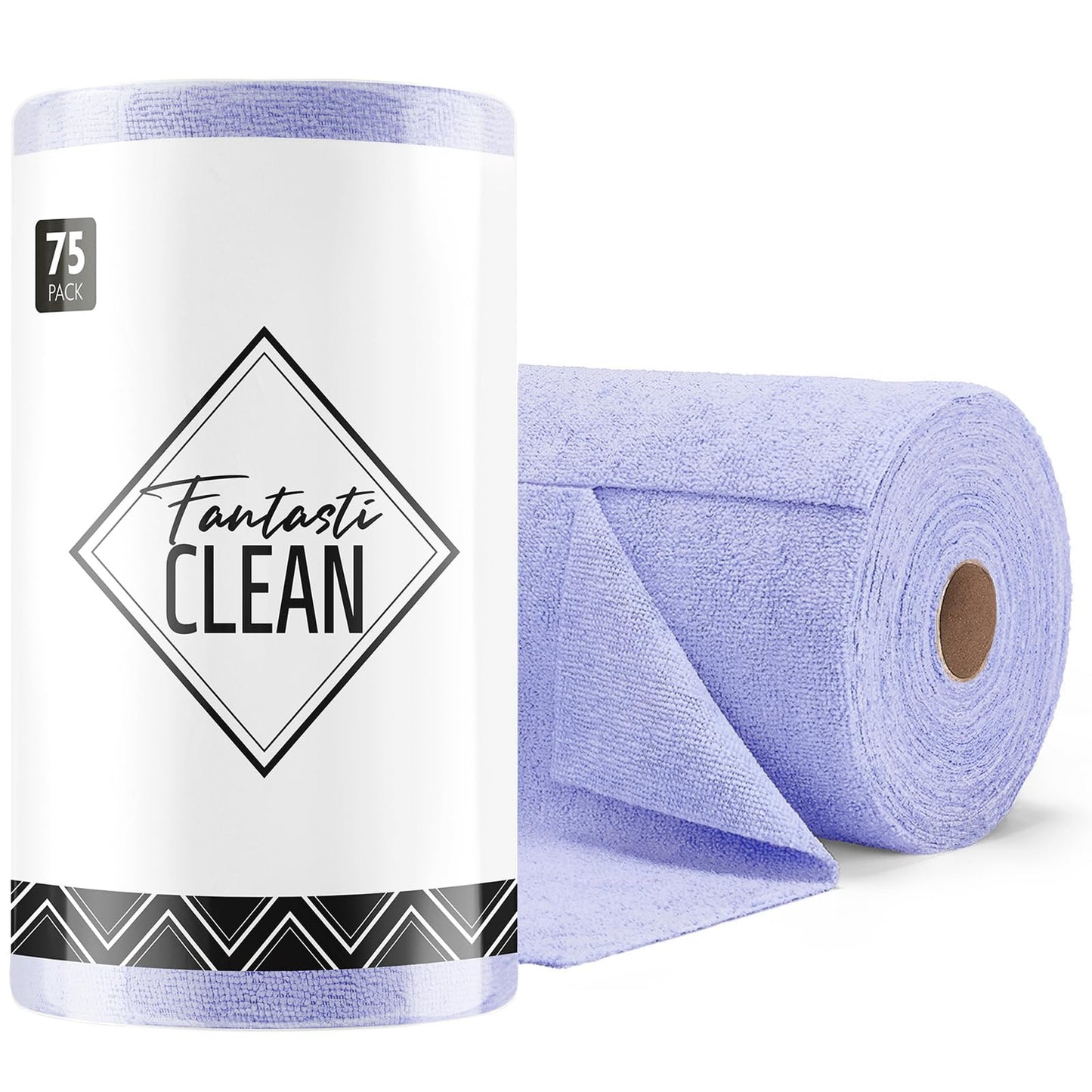 Fantasticlean Microfiber Cleaning Cloth Roll -75 Pack, 12" x 12" (Pink) | Super Absorbent, Lint-free, Tear-away Microfiber Towel Roll, for All-Purpose Cleaning, Reusable Alternative to Paper Towels