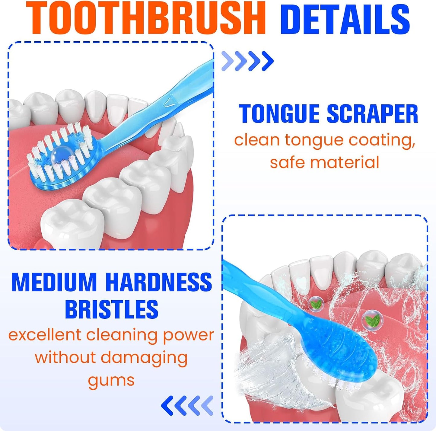 36 Pack 5-in-1 Mini Disposable Toothbrush, WaterlessToothbrushes (Mint) | Disposable Toothbrushes with Toothpaste, Floss, Tongue Scraper & Toothpick, Ideal for Travel, Work, Hotel