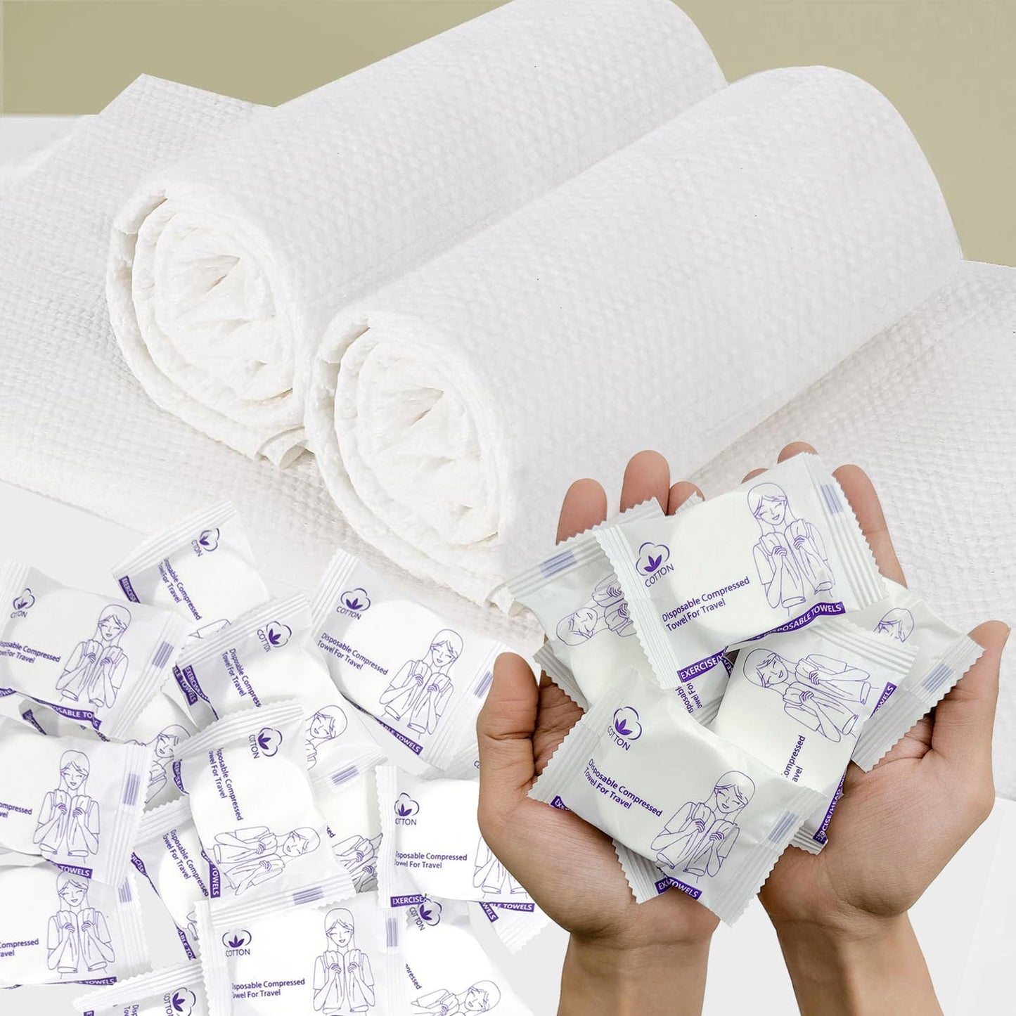 30 Pack Disposable Washcloths for Travel Compressed Towels Tablets | Portable Disposable Face Towel, Thick Reusable Travel Wash Cloth for Camping Hiking Outdoor Sports Beauty Salon Trip Hotel