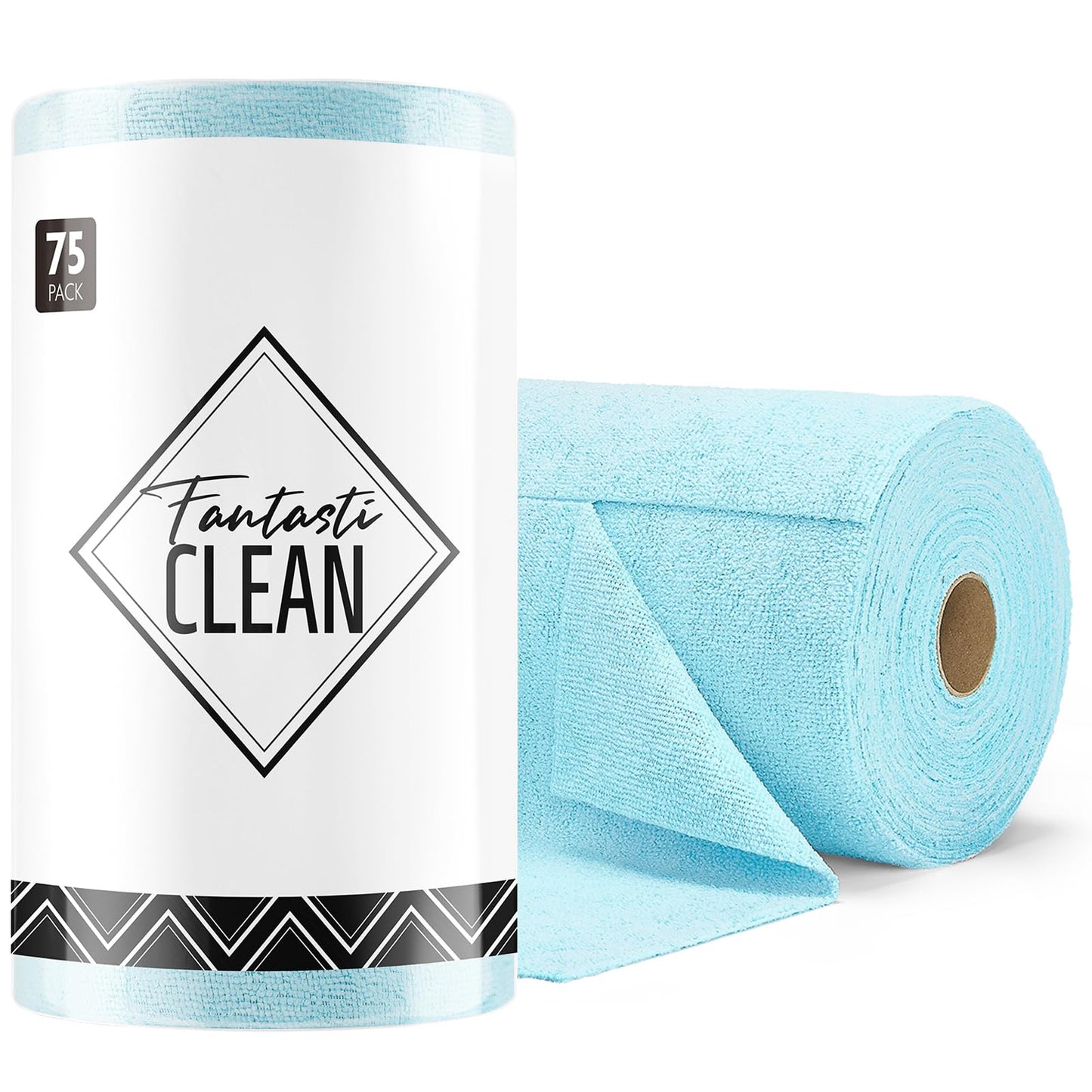 Fantasticlean Microfiber Cleaning Cloth Roll -75 Pack, 12" x 12" (Pink) | Super Absorbent, Lint-free, Tear-away Microfiber Towel Roll, for All-Purpose Cleaning, Reusable Alternative to Paper Towels