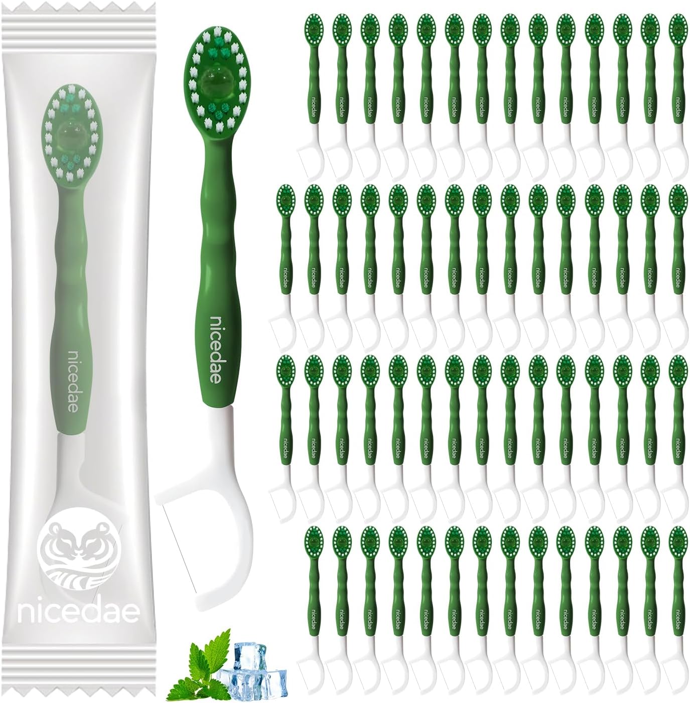 60Ct Disposable Mini Travel Toothbrush Bulk with Toothpaste | 5in1 Portable Toothbrushes Set Floss Pick Tongue Scraper Cruise and Travel Essentials