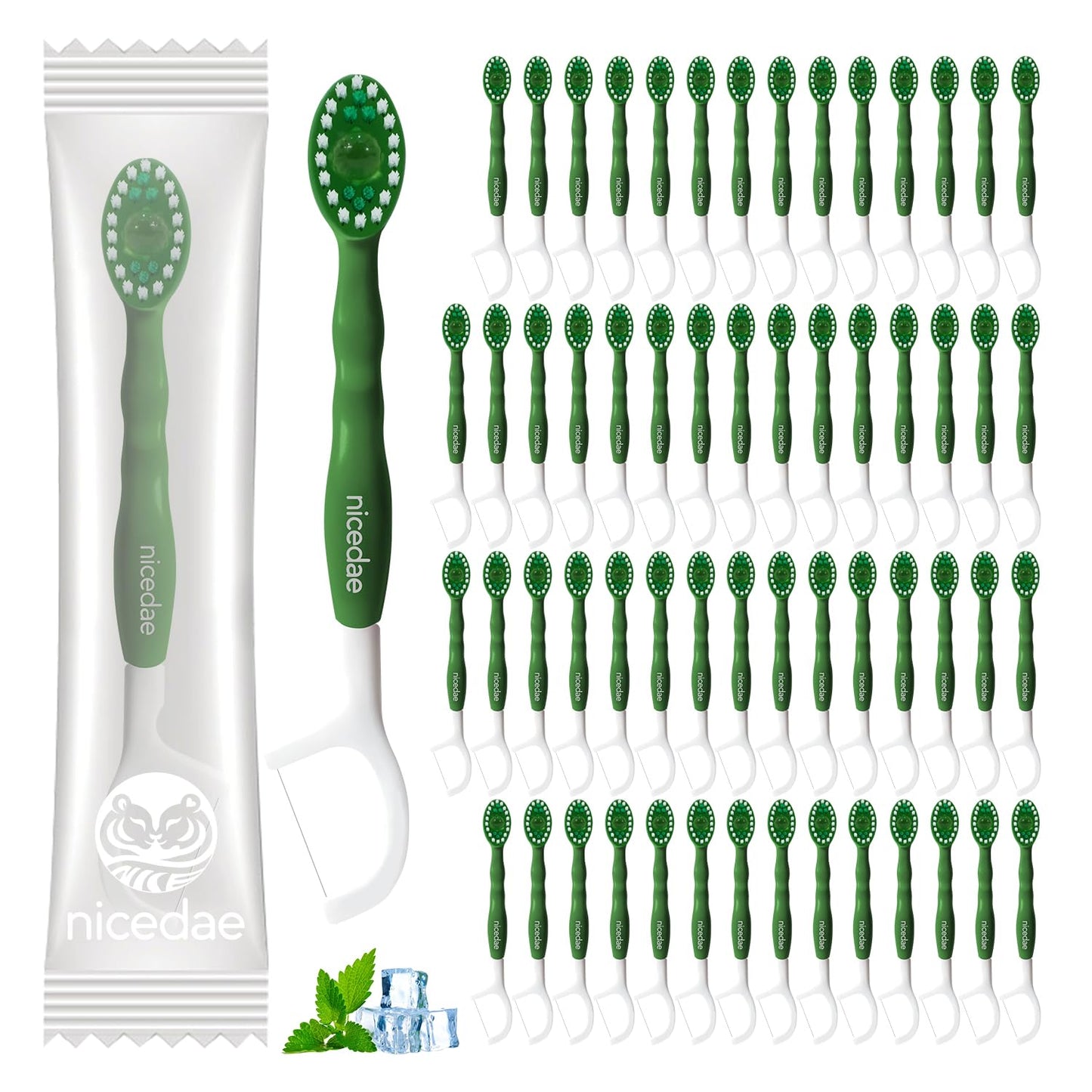 60Ct Disposable Mini Travel Toothbrush Bulk with Toothpaste | 5in1 Portable Toothbrushes Set Floss Pick Tongue Scraper Cruise and Travel Essentials