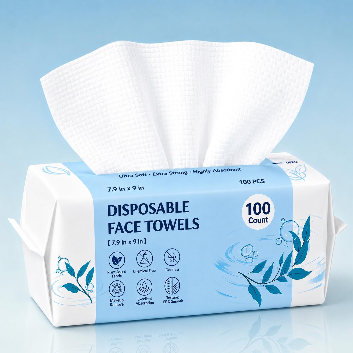 300 Count Disposable Face Towels, Large Size Facial Towels, Weave Texture | Ultra Soft Face Cloths Disposable, Thick Skincare Towels, Biodegradable Dry Wipes for Face Cleansing, Makeup Removal
