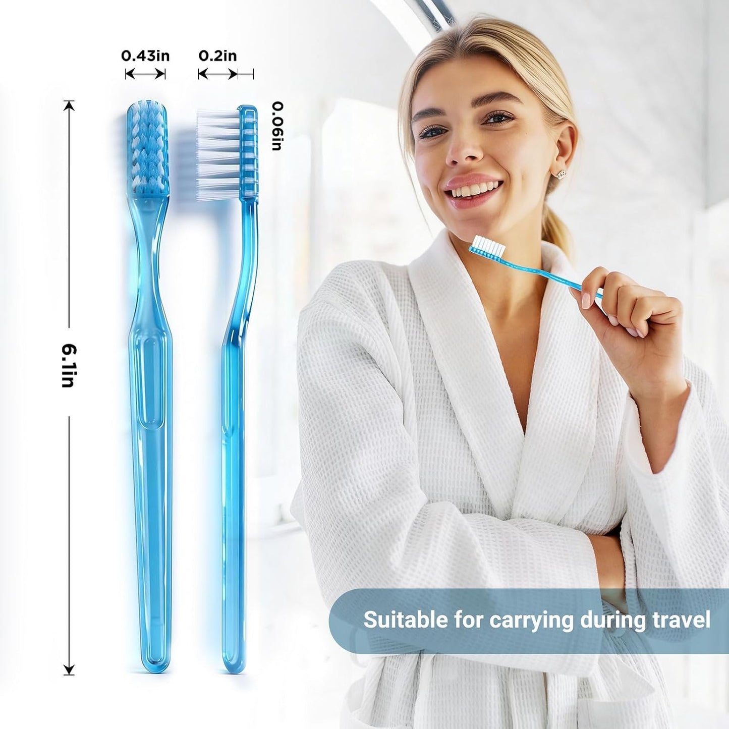 Disposable Toothbrushes with Toothpaste, Mint,50 Pack | Prepasted Toothbrush Individually Wrapped,Fluoride Free, No Rinsing,Bulk for Airbnb, Hotels, Camping, Travel，Business Trips