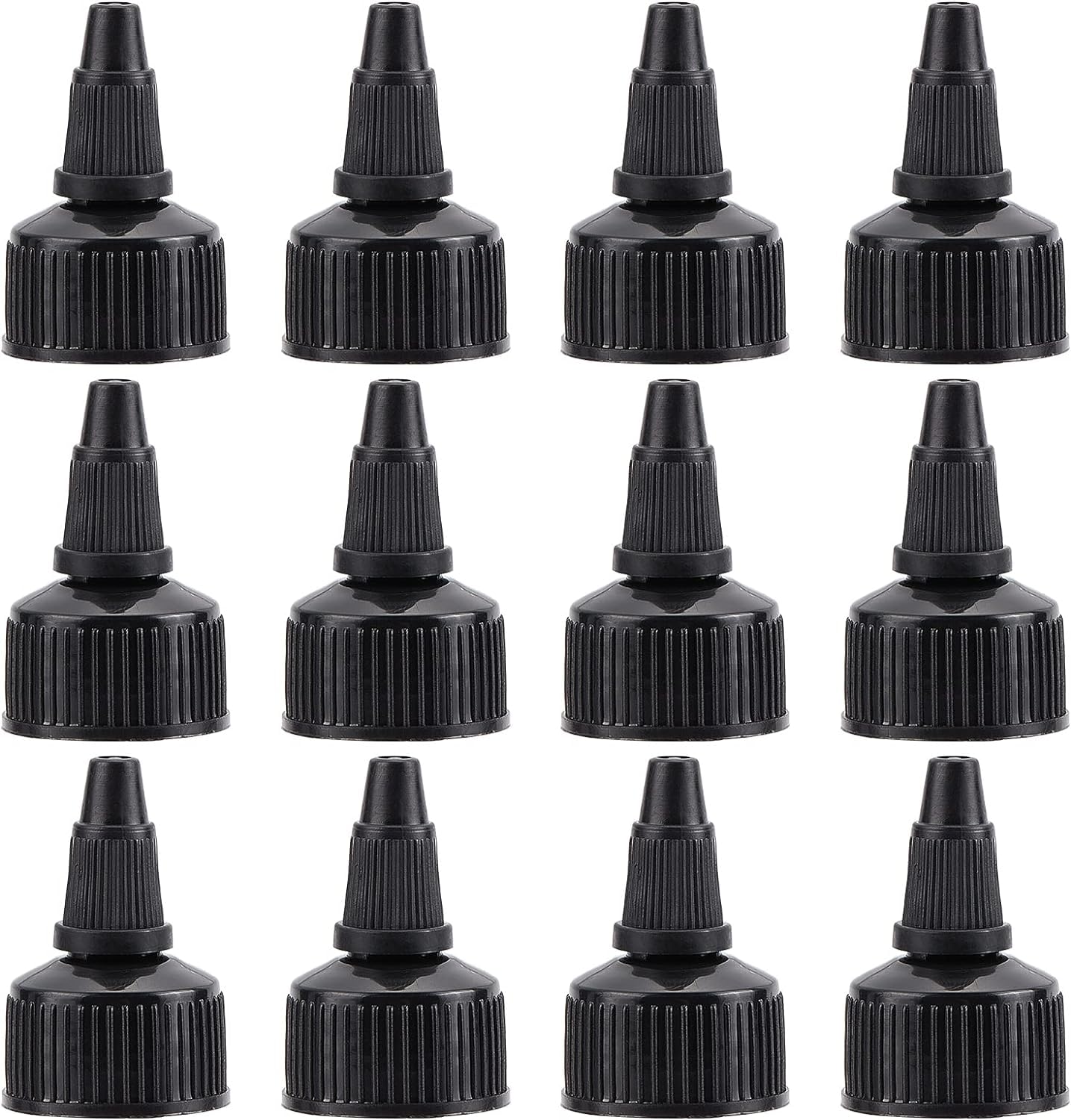 OLYCRAFT 36pcs Squeeze Bottle Cap 24/410 Natural Twist Top Caps Black Replacement Caps Twist Top Cap Bottle Dispensing Lid Bottles Lid Replacement Caps for Squeeze Glue Bottles Dispensing Lids