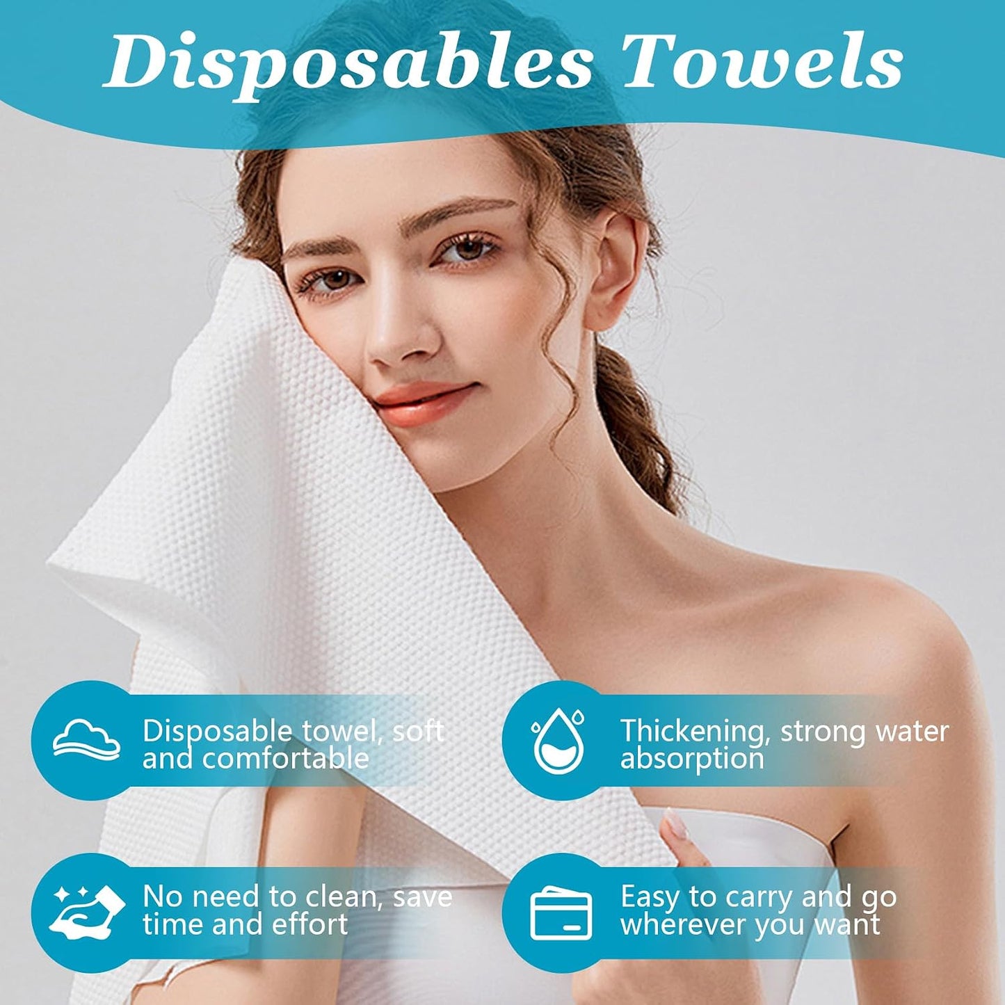 Premium Disposable Towel, 100 PCS Ultra Soft, Quick Dry Disposable Hair Towels Spa Salon Towel, Portable Body Towels Disposable for Massage Beauty Hotel Camping Travel Gym 28 x 12 inch