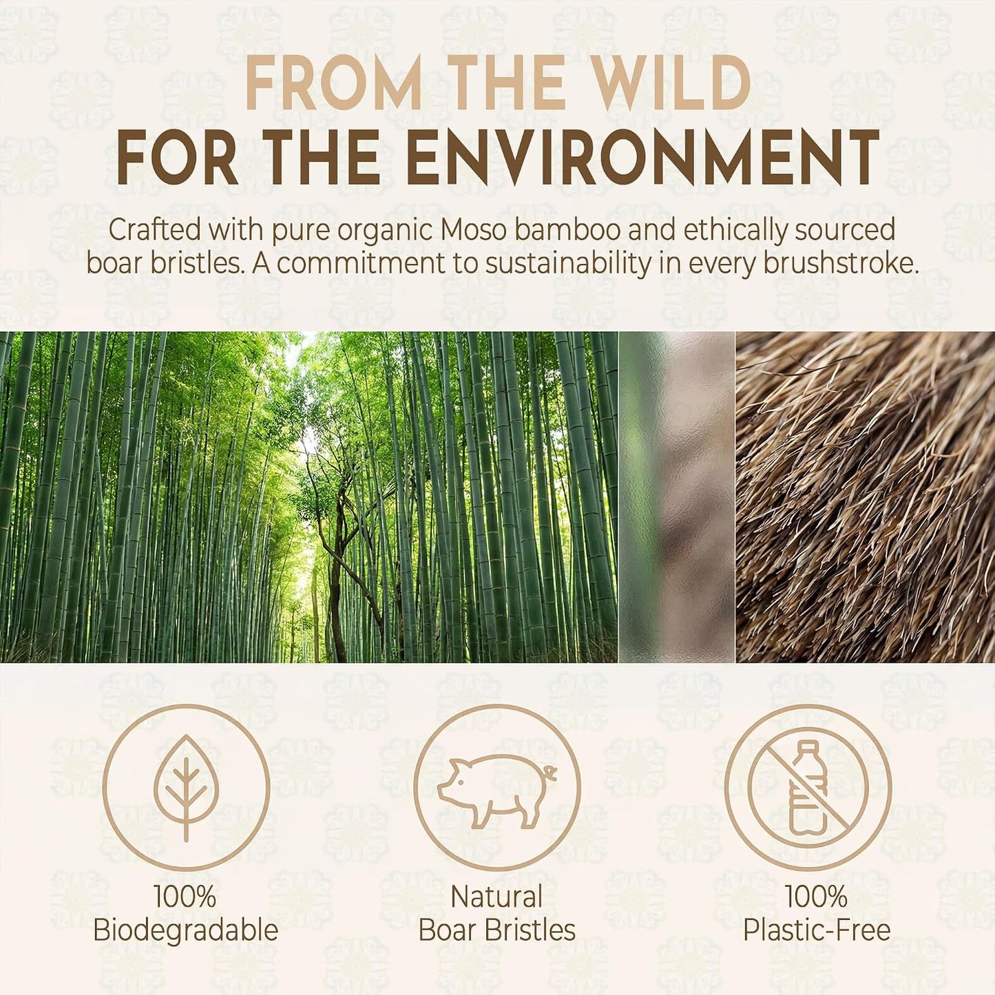 Firm Boar Bristle Bamboo Toothbrushes 5 Pack | Plastic & Nylon Free, 100% Biodegradable & Compostable | Quick Dry Design | Natural Organic Toothbrush, Hard Bristles Toothbrushes