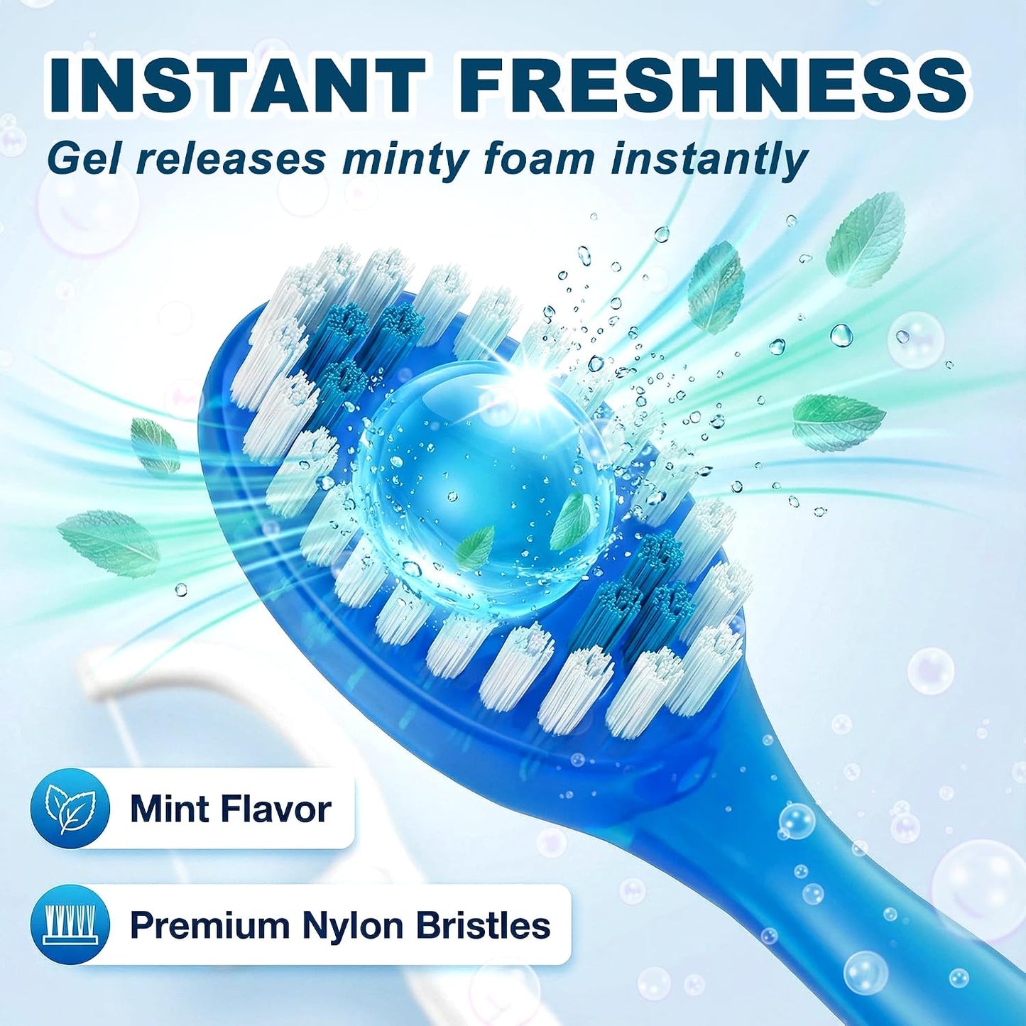 10 Pack 5-in-1 Disposable Toothbrushes with Toothpaste, Mint Flavor | Built-in Floss, Toothpick & Tongue Scraper, Individually Wrapped Mini Toothbrush Set for Travel, Camping & Daily Work Use