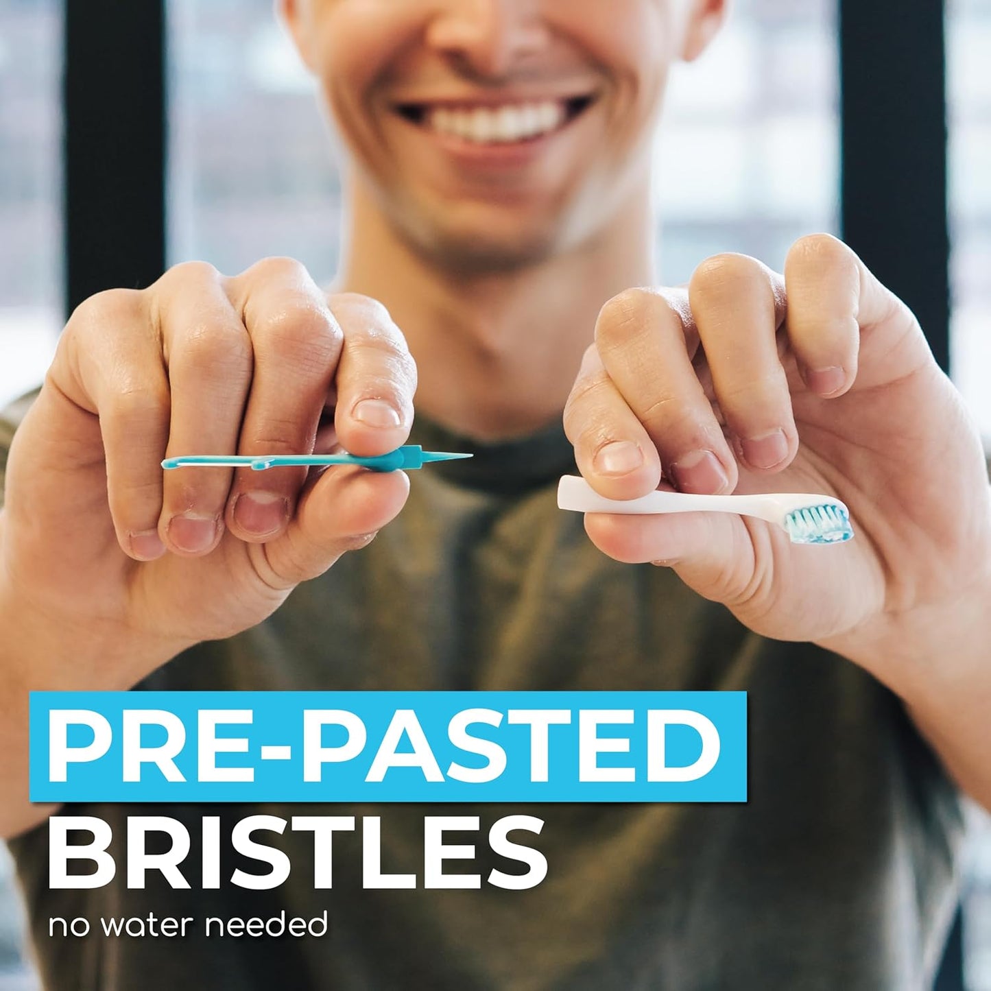 Brushee Disposable Travel Toothbrush, Fresh Mint Prepasted 4-in-1, 24-Pack | Built-In Paste, Brush, Floss & Pick; Soft Bristles, Individually Wrapped; Great for Braces & Aligners; Choking Hazard Under 3