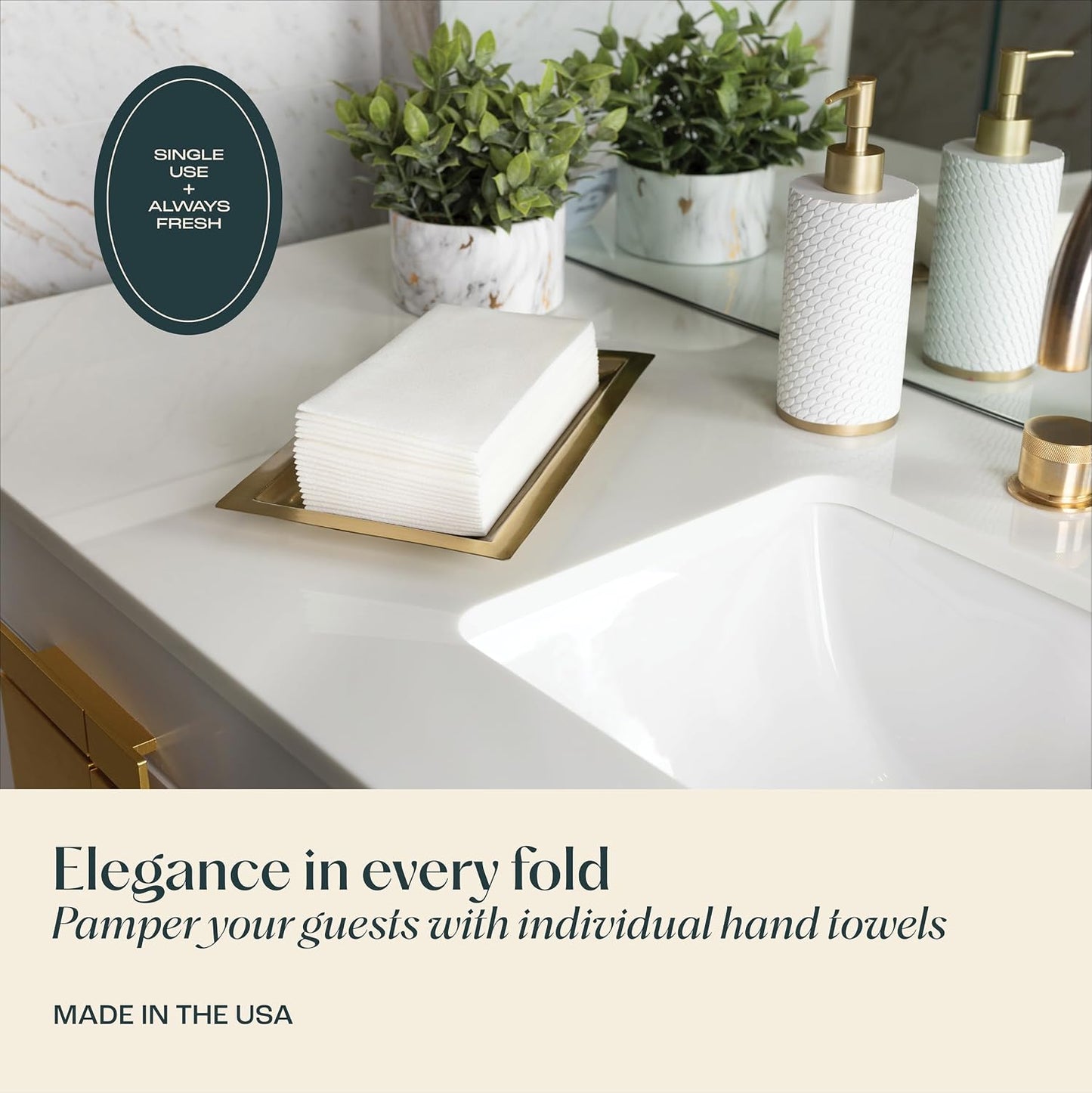 200 Pack Disposable Hand Towels for Bathroom, Linen-Feel Guest Towels | Servietto 12x17 Inch Cloth-Like Napkins, Thick and Absorbent, Made in USA, White, for Kitchen, Wedding, Party or Event