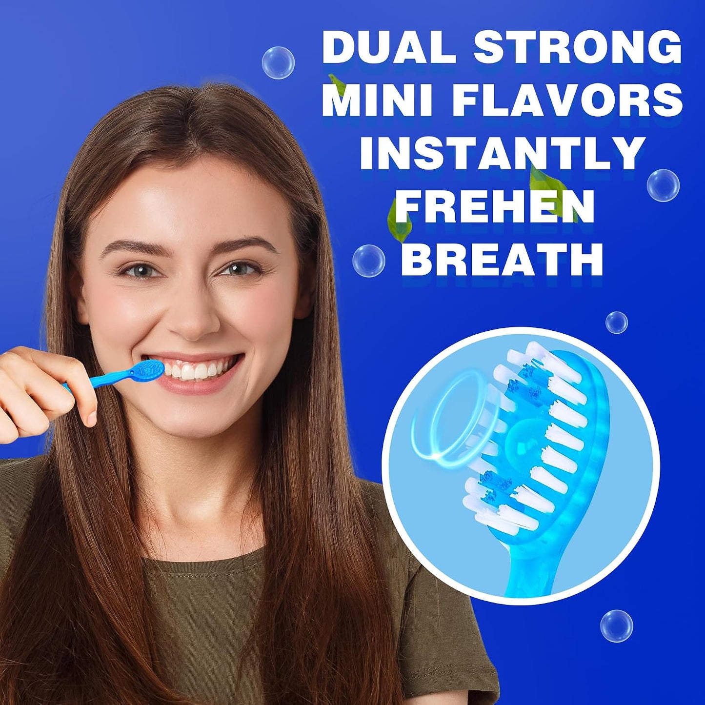 5 in 1 Mini Brushes-Disposable Toothbrushes with Toothpaste + Floss + Pick + Tongue Scraper | Travel Size | Individually Wrapped | Soft | Mint | Travel Set (Mint, 26 pcs)