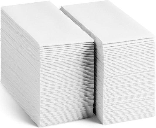 200 Pack Disposable Hand Towels for Bathroom, Linen-Feel Guest Towels | Servietto 12x17 Inch Cloth-Like Napkins, Thick and Absorbent, Made in USA, White, for Kitchen, Wedding, Party or Event