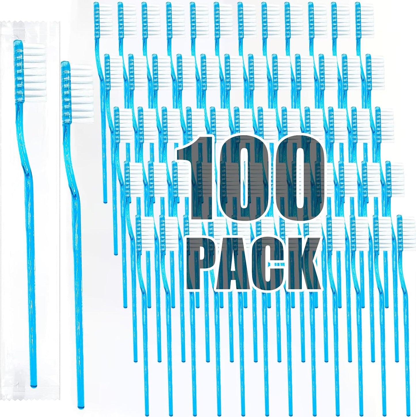 Disposable Toothbrushes with Toothpaste Built in,Mint,100 Pack | Prepasted Toothbrush Individually Wrapped,No Water Needed&No Rinsing,Bulk for Airbnb, Hotels, Camping, Travel，Business Trips