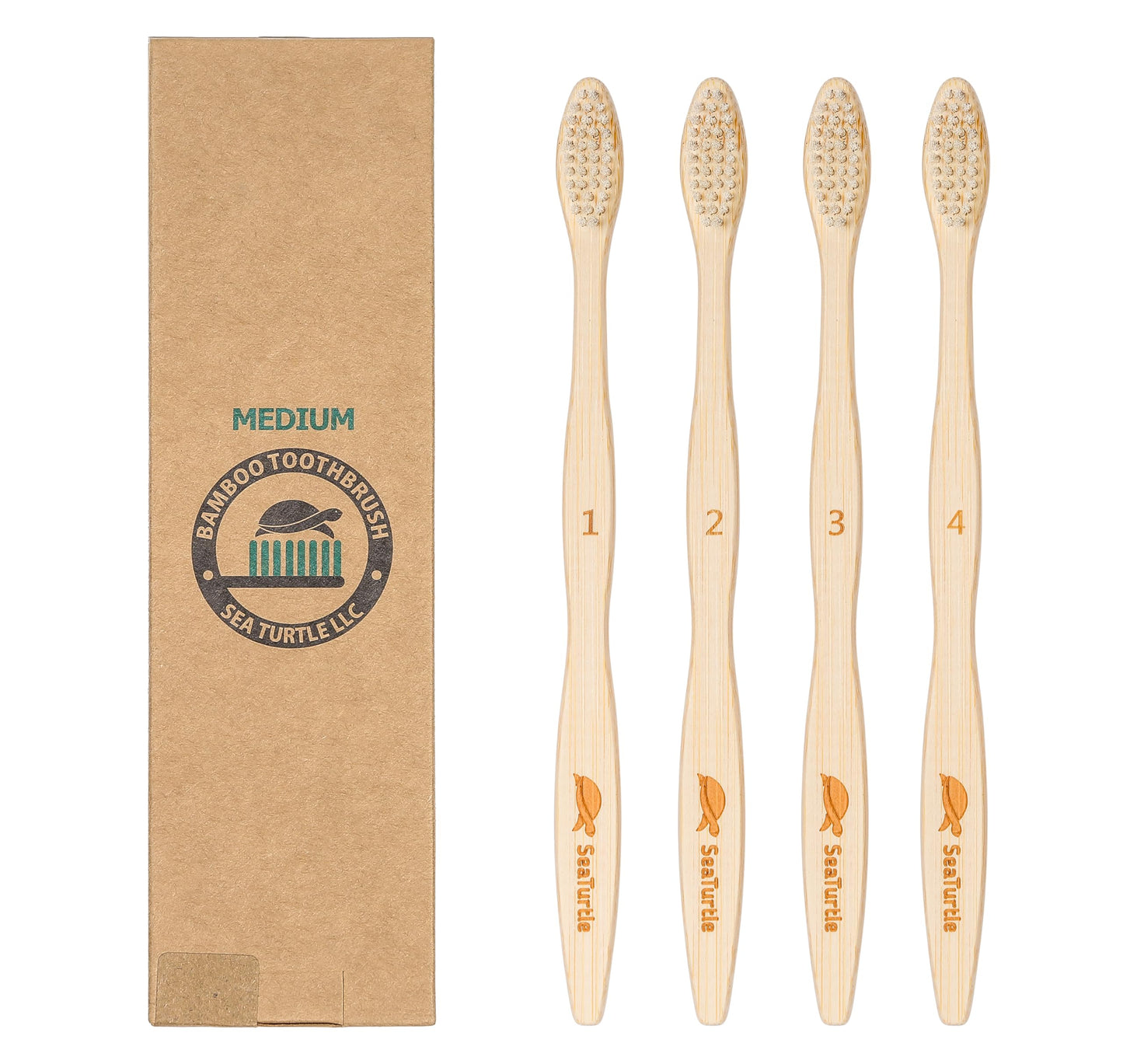Sea Turtle Plant-Based Bristles, Soft Bamboo Toothbrushes, Individually Sealed for Kids (10 Pack)