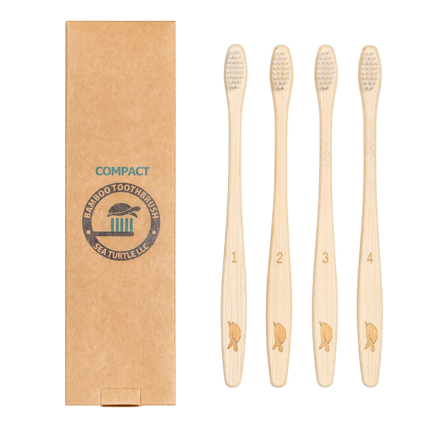 Sea Turtle Plant-Based Bristles, Soft Bamboo Toothbrushes, Individually Sealed for Kids (10 Pack)