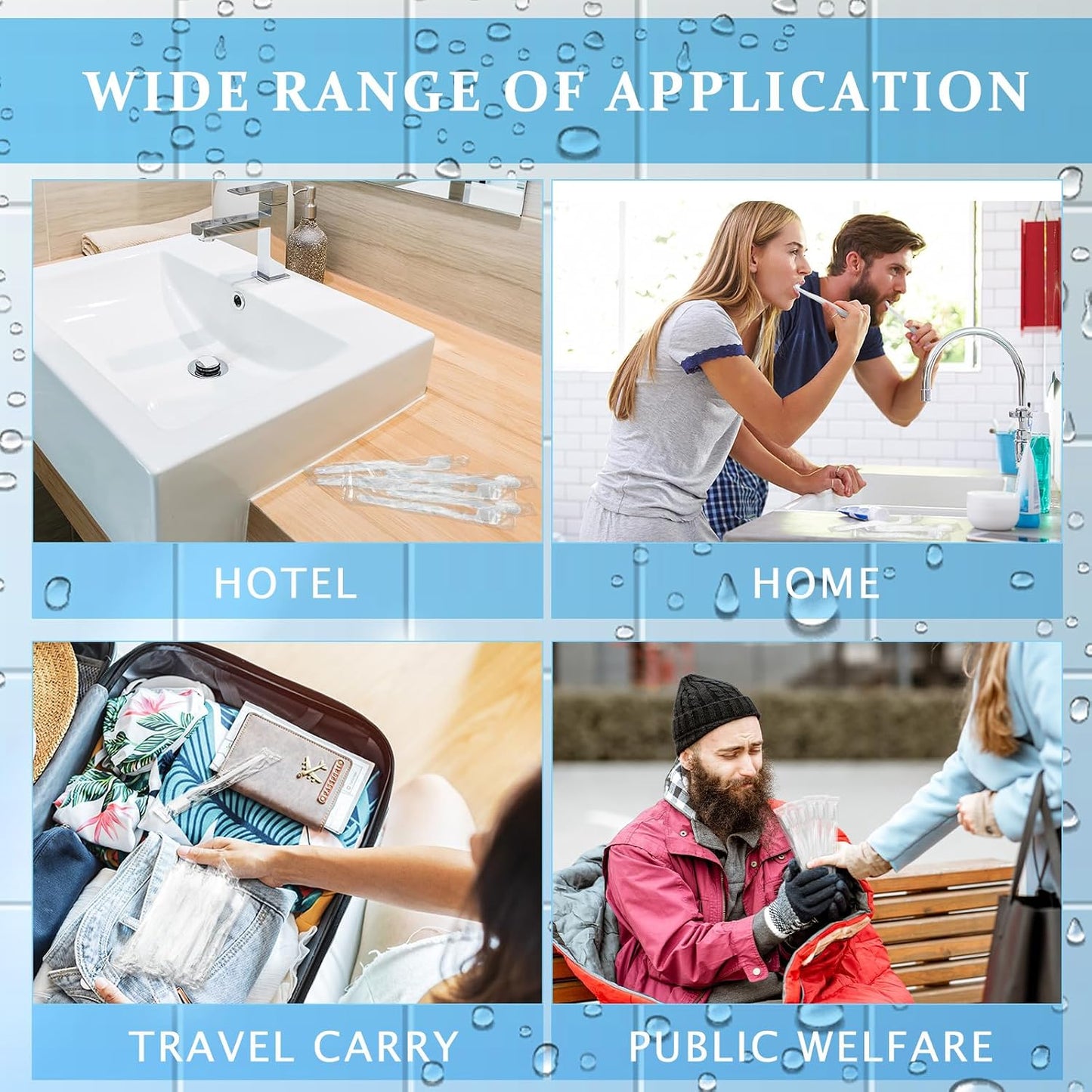Tioncy 500 Pack Prepasted Disposable Toothbrushes Individual Wrapped Toothbrushes Soft Bristle Travel Toothbrush Single Use Wrapped for Hotel, Camp, Travel and Gift for The Homeless