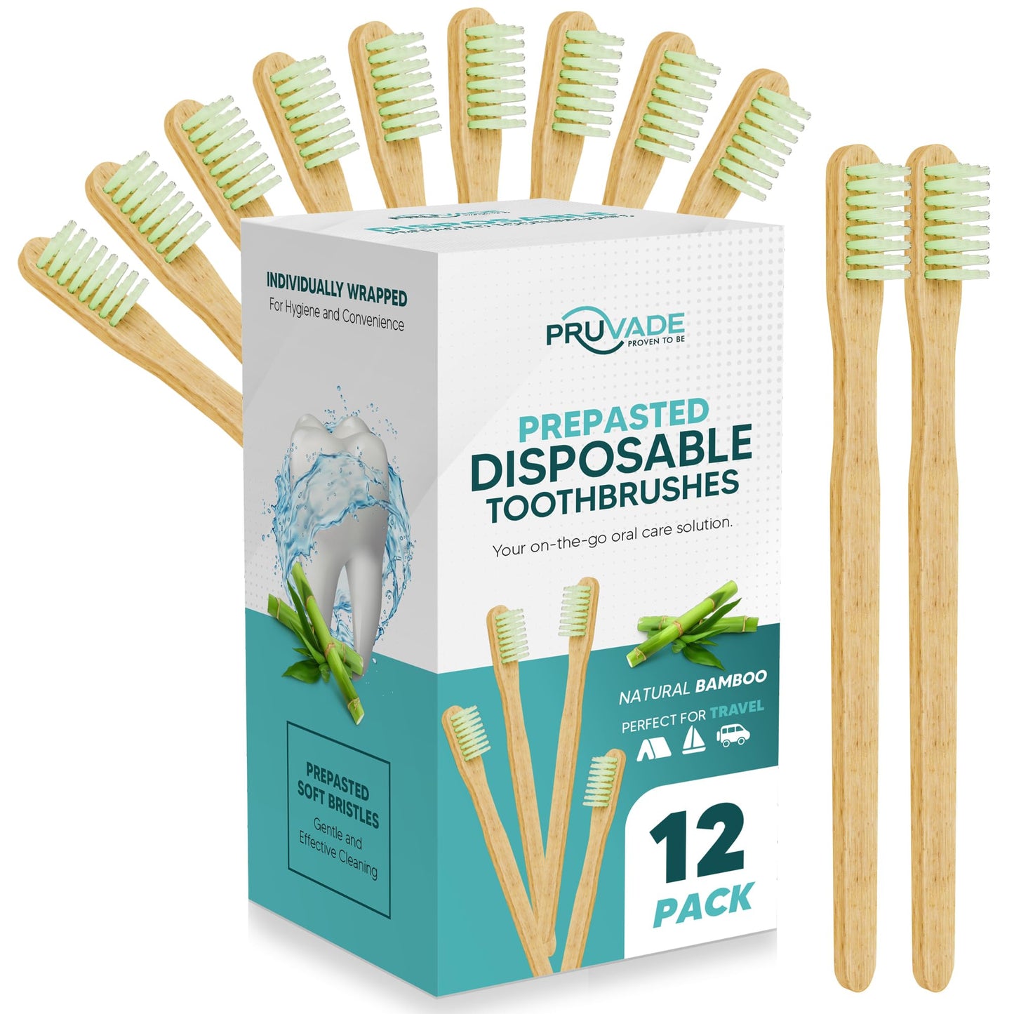 144 Pack Disposable Toothbrushes with Toothpaste - Prepasted Mint | Prepasted Toothbrushes - Individually Wrapped Single Use Waterless Tooth Brush with Soft Bristles for Hotel, Camping, Travel