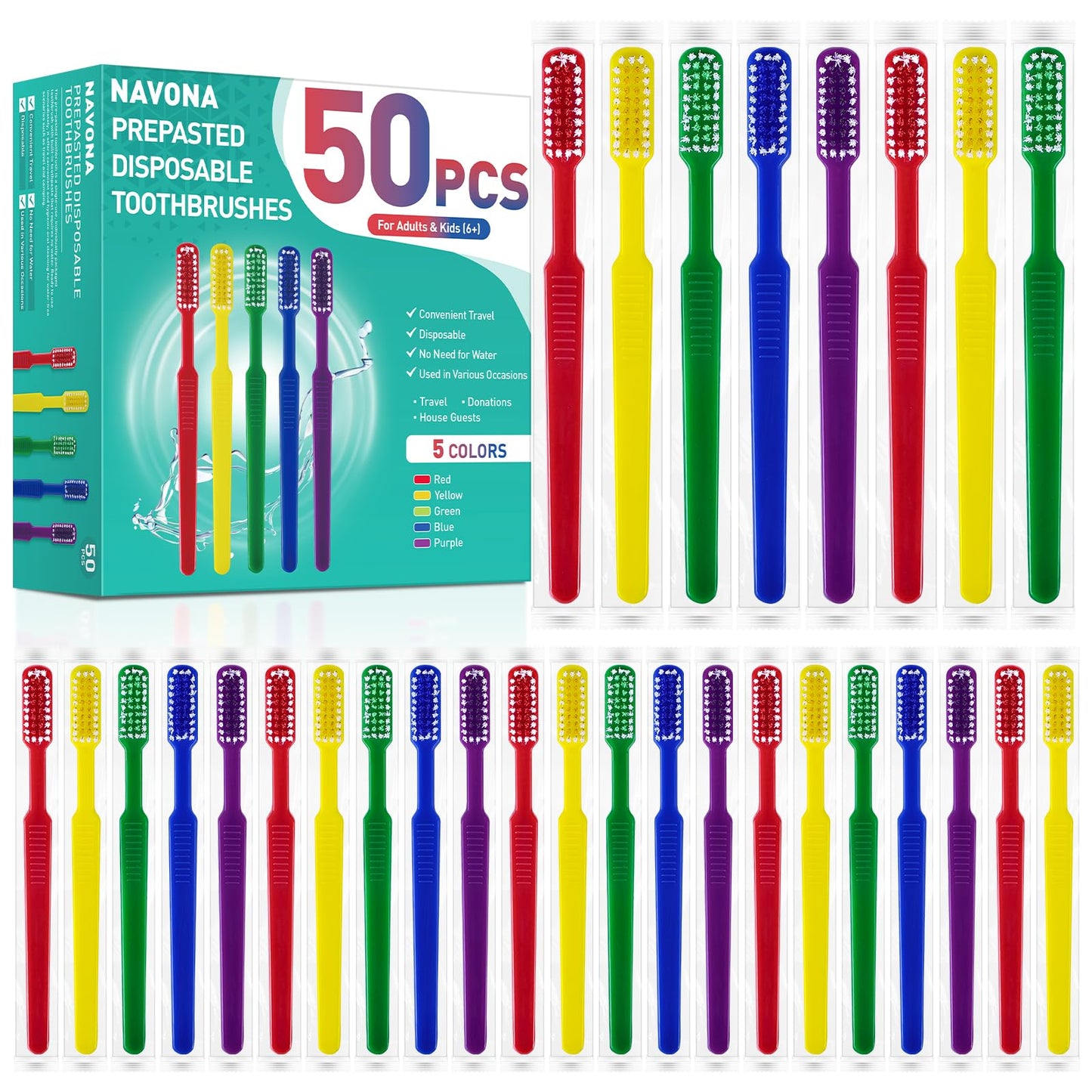 150 PCS Prepasted Disposable Toothbrushes with Toothpaste, Bulk Toothbrush | Premium Bulk Disposable Toothbrushes Individually Wrapped, Single Use Prepasted Toothbrush for Travel, Guests, Hotel, Camping