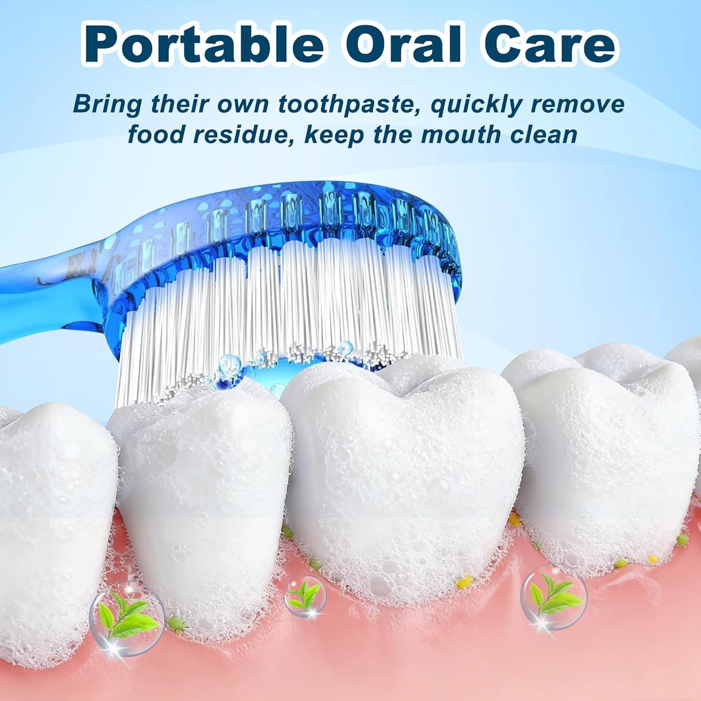 10 Pack 5-in-1 Disposable Toothbrushes with Toothpaste, Mint Flavor | Built-in Floss, Toothpick & Tongue Scraper, Individually Wrapped Mini Toothbrush Set for Travel, Camping & Daily Work Use