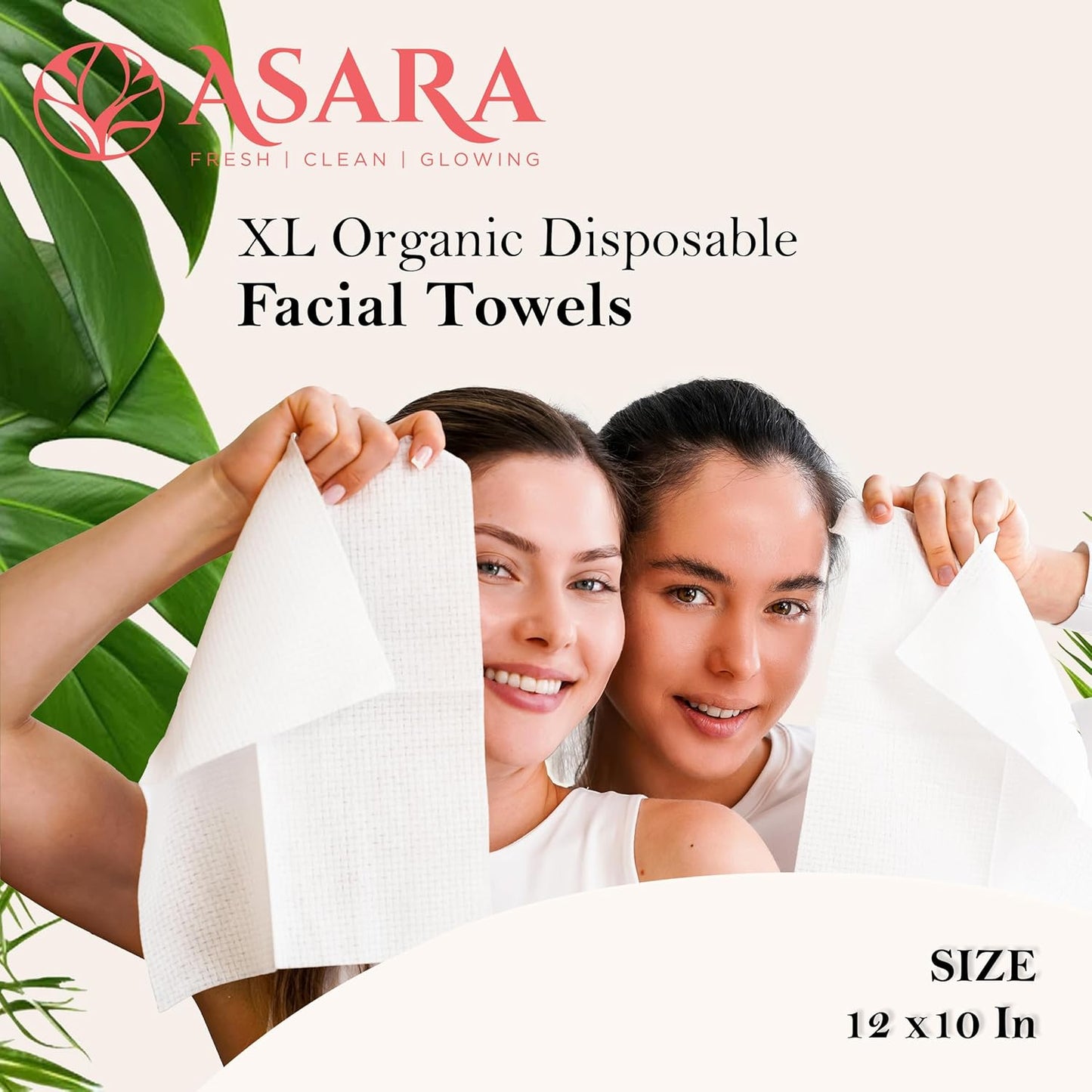 Clean Face Towels Disposable XL Facial Wipes | Add Water As a Makeup Remover | Sensitive Skin Face Towels | Organic Vegan Biodegradable - Clean Daily Towelettes | by Asara (100 Count)