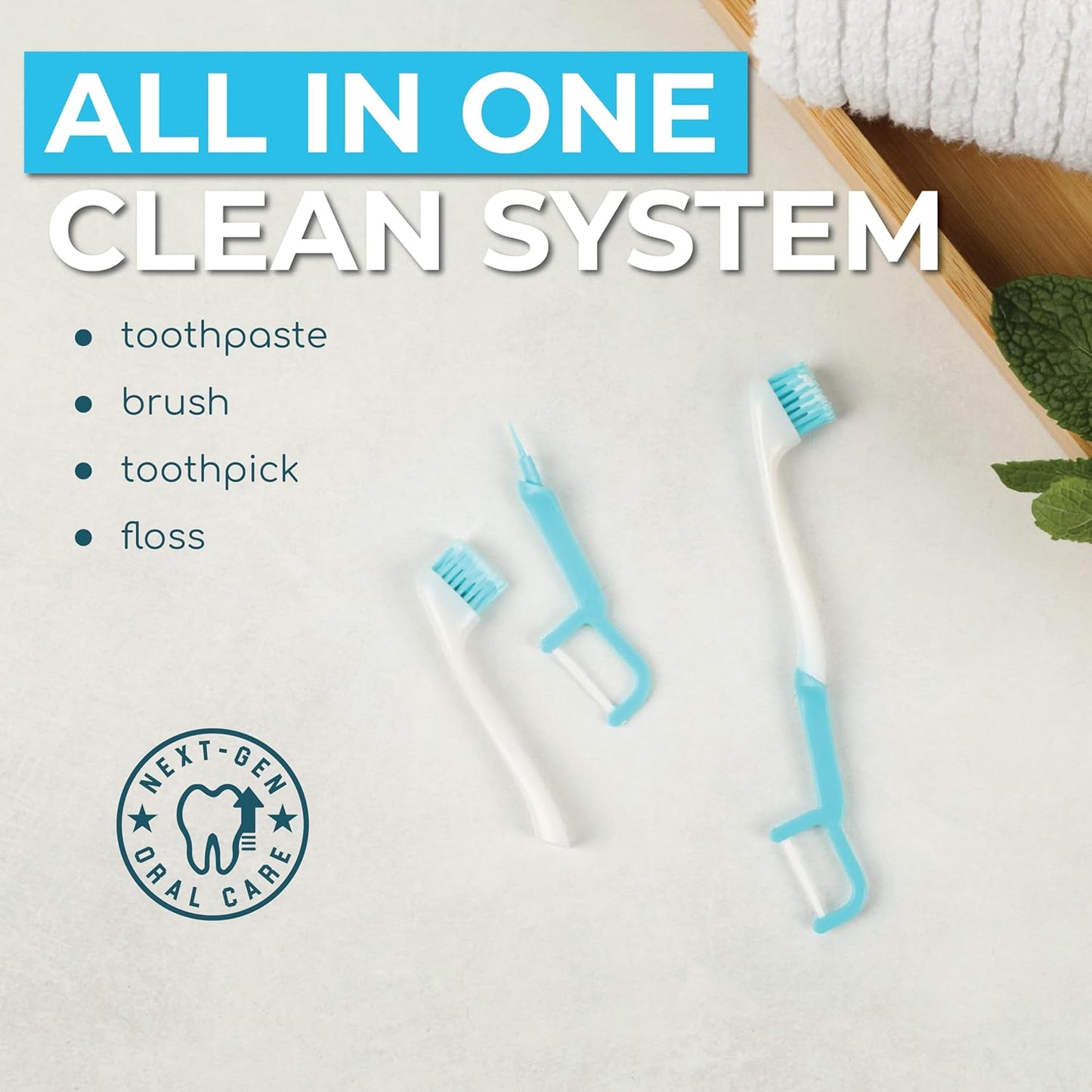 Brushee Disposable Travel Toothbrush, Fresh Mint Prepasted 4-in-1, 24-Pack | Built-In Paste, Brush, Floss & Pick; Soft Bristles, Individually Wrapped; Great for Braces & Aligners; Choking Hazard Under 3