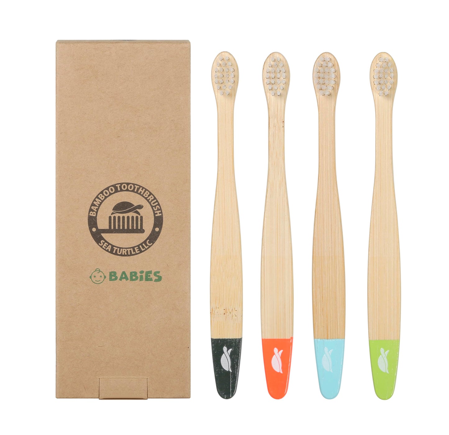 Sea Turtle Plant-Based Bristles, Soft Bamboo Toothbrushes, Individually Sealed for Kids (10 Pack)