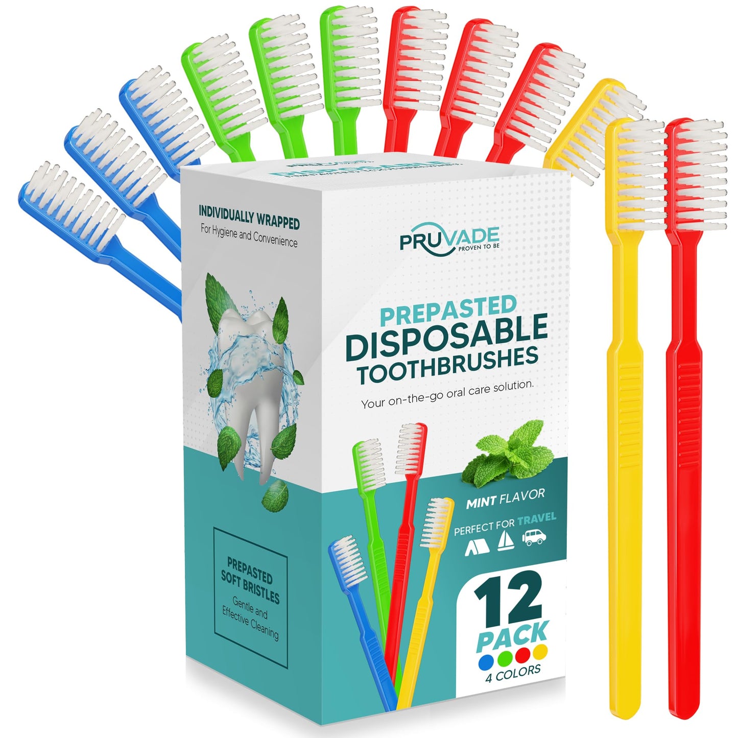 144 Pack Disposable Toothbrushes with Toothpaste - Prepasted Mint | Prepasted Toothbrushes - Individually Wrapped Single Use Waterless Tooth Brush with Soft Bristles for Hotel, Camping, Travel