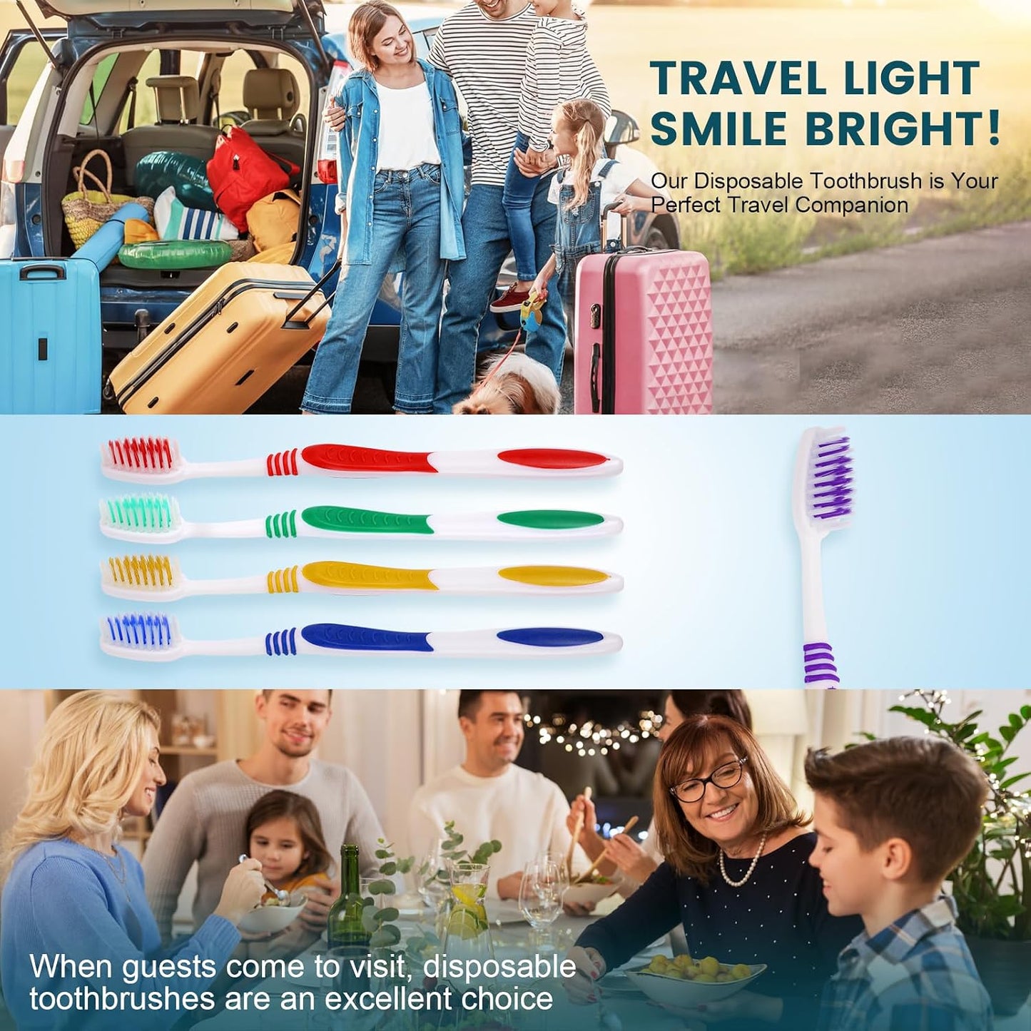 30 PCS Disposable Toothbrushes Pack, Bulk Toothbrush Individually Wrapped | Medium Soft Bristle Toothbrush, Kids Toothbrushes, Ergonomics Handle, Perfect for Travel Hotel Donation