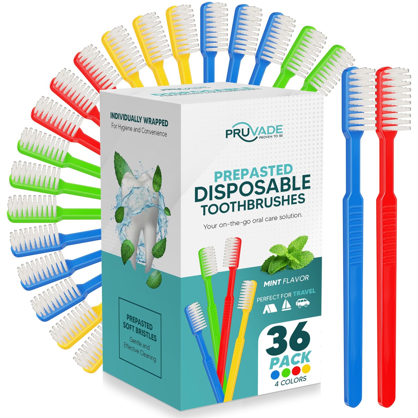 144 Pack Disposable Toothbrushes with Toothpaste - Prepasted Mint | Prepasted Toothbrushes - Individually Wrapped Single Use Waterless Tooth Brush with Soft Bristles for Hotel, Camping, Travel