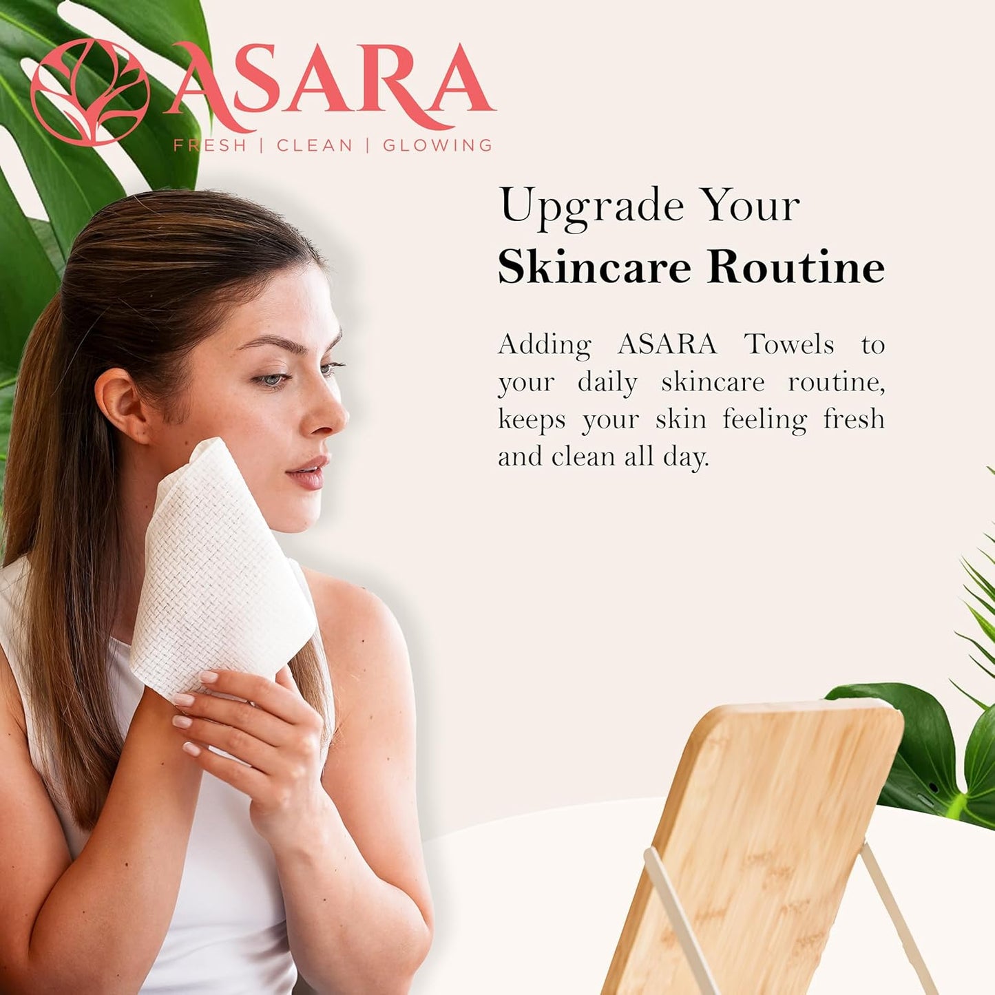 Clean Face Towels Disposable XL Facial Wipes | Add Water As a Makeup Remover | Sensitive Skin Face Towels | Organic Vegan Biodegradable - Clean Daily Towelettes | by Asara (100 Count)