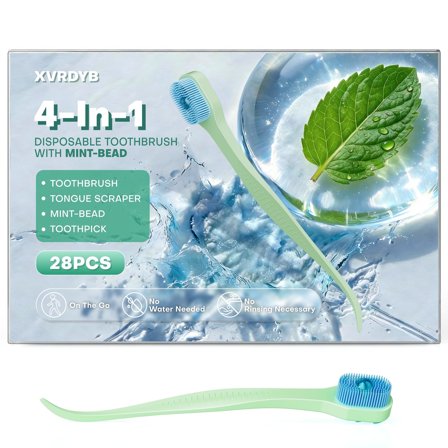 Disposable Toothbrush with Pre-pasted Toothpaste | Travel Size Toiletries | On-The-Go Mini Soft Toothbrush for Meetings, Flights & Camping Essentials | Rich Foam, Mint Flavor (72 Count - 6 Packs of 12)