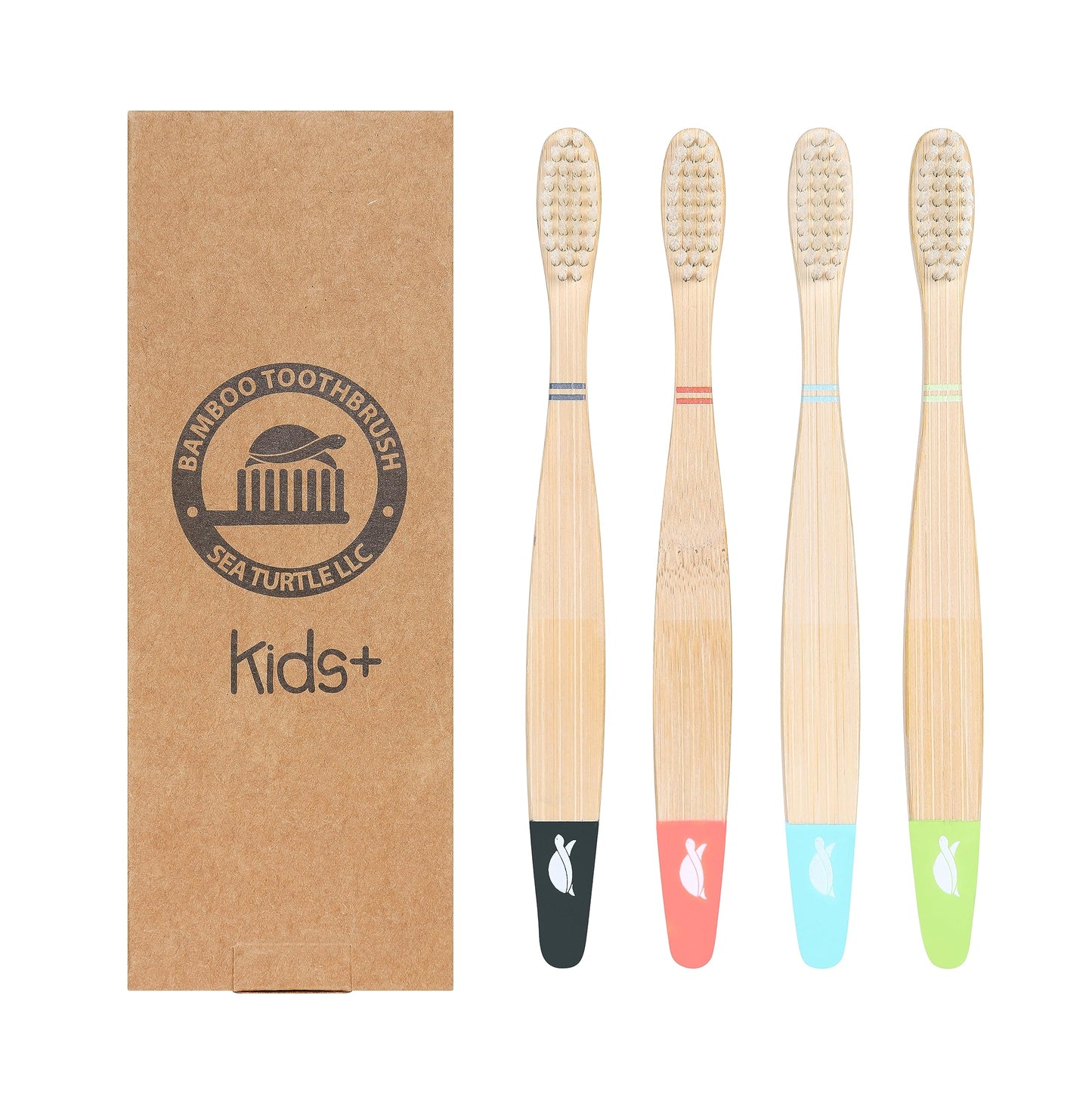 Sea Turtle Plant-Based Bristles, Soft Bamboo Toothbrushes, Individually Sealed for Kids (10 Pack)