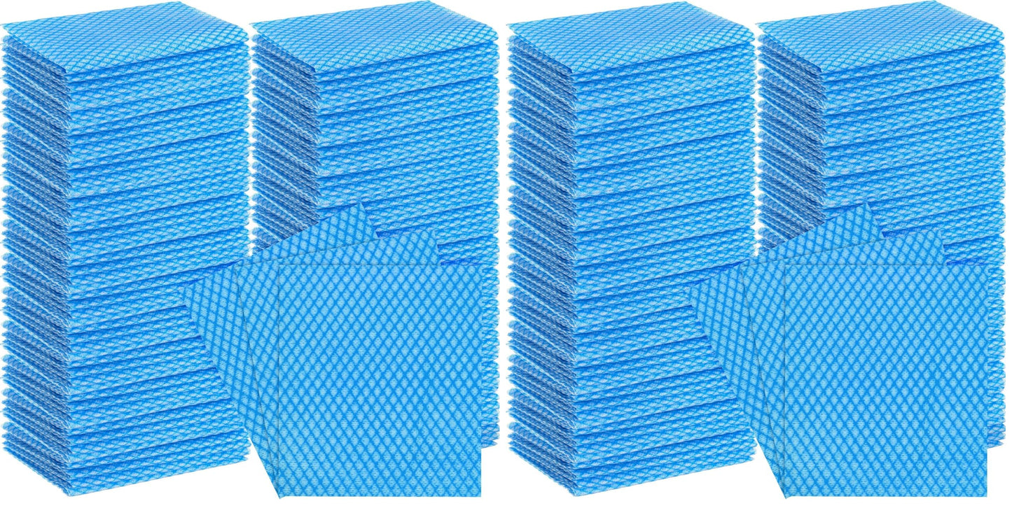 Tioncy 300 Pcs Disposable Dish Cloths for Kitchen Disposable Cleaning Cloth and Towels Handy Cleaning Wipes Disposable Rags for Kitchen and Office(Blue)