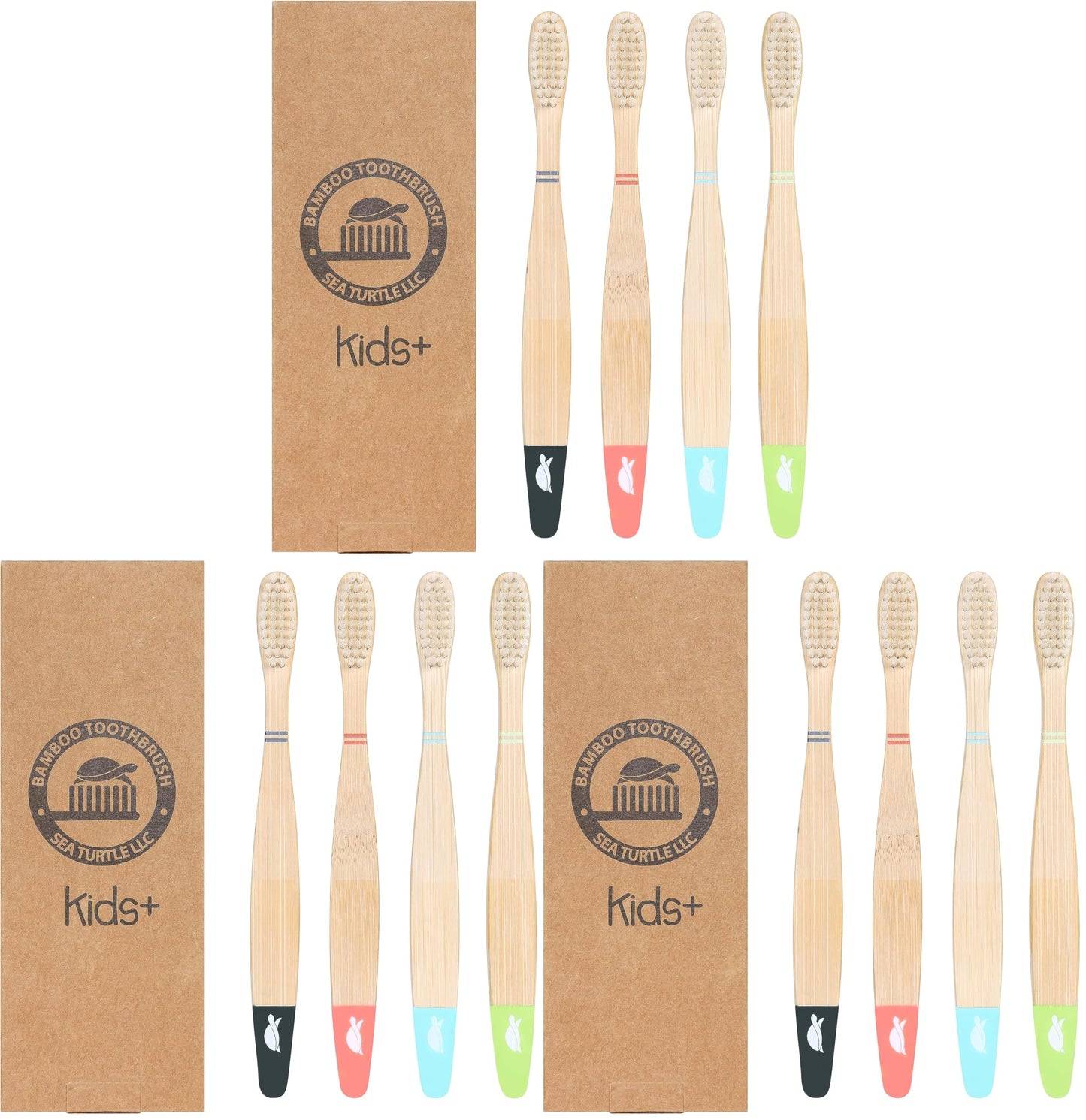 Sea Turtle Plant-Based Bristles, Soft Bamboo Toothbrushes, Individually Sealed for Kids (10 Pack)